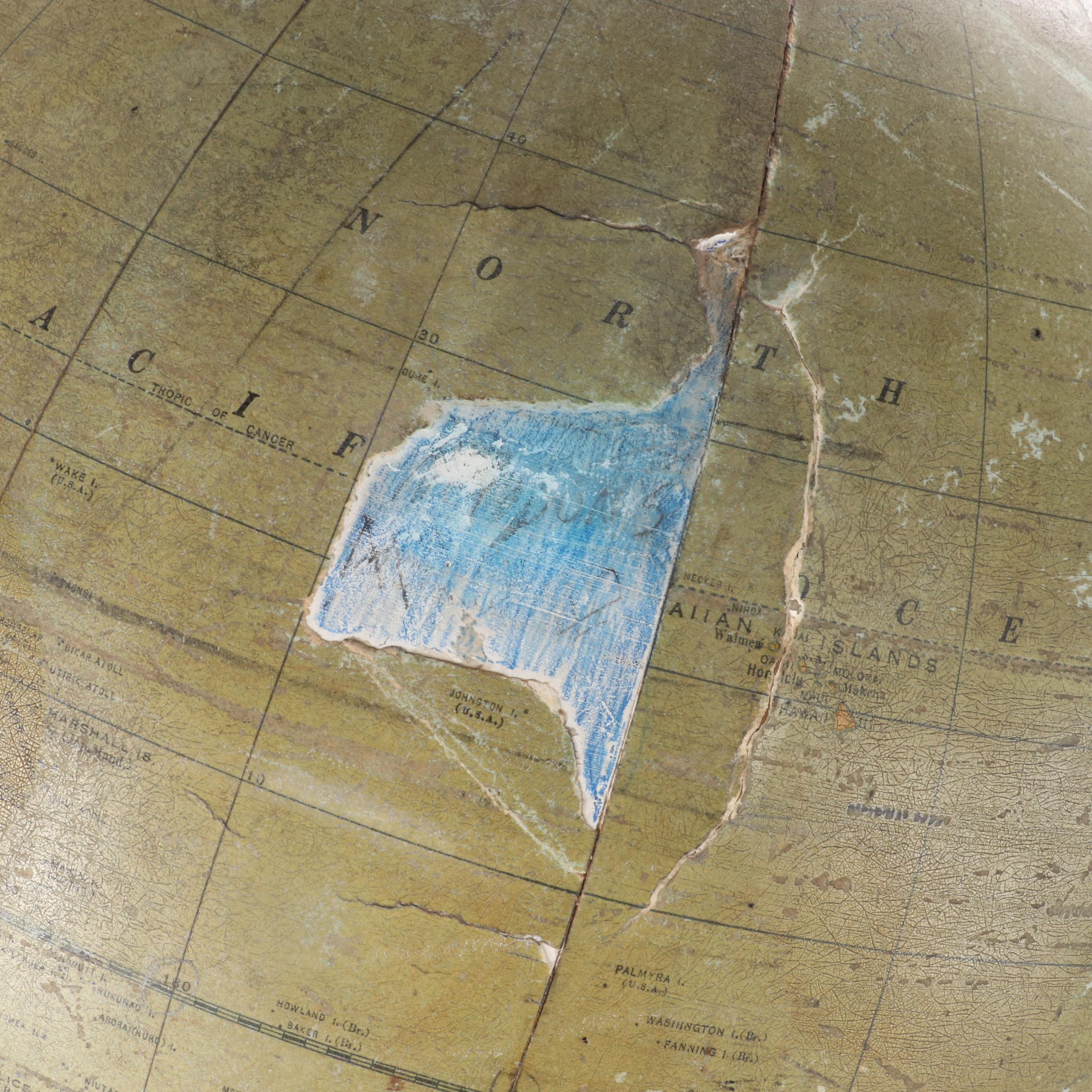 Art NouveauGlobe on Cast Metal Stand, Early 20th Century