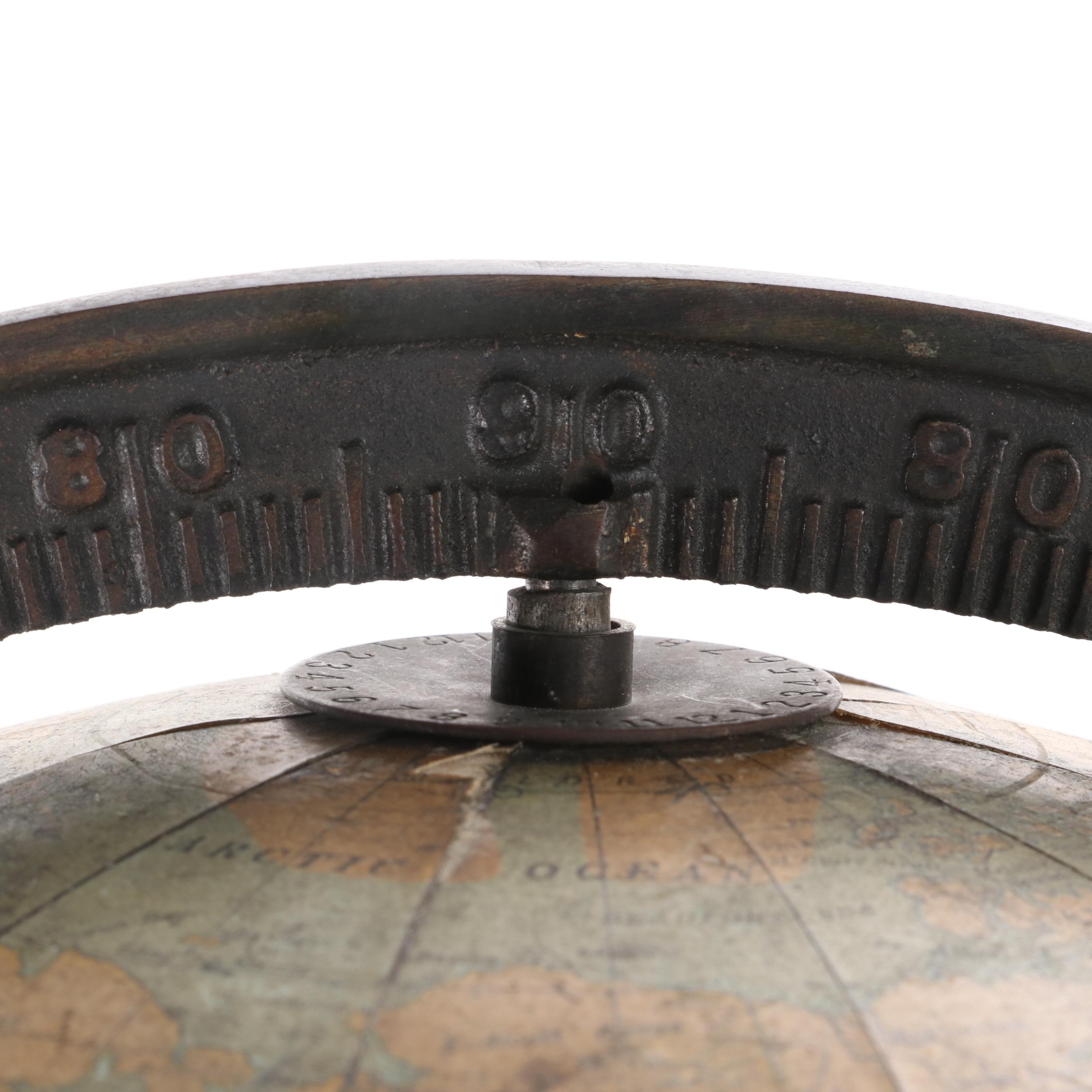 Art NouveauGlobe on Cast Metal Stand, Early 20th Century