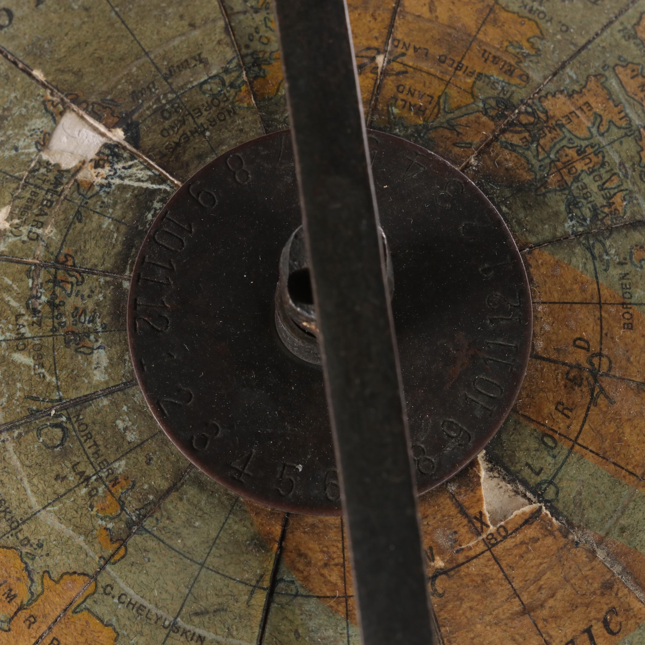 Art NouveauGlobe on Cast Metal Stand, Early 20th Century