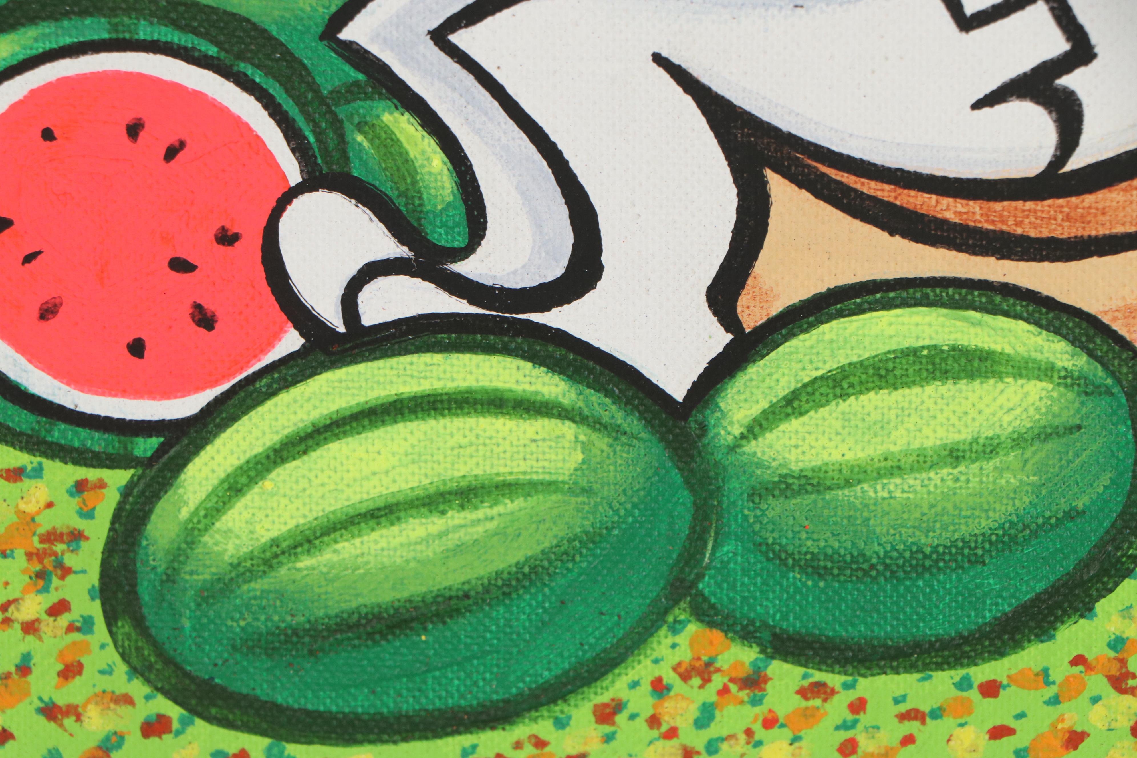 Xavier Cugat Oil Painting of Figure with Watermelons, Mid 20th Century