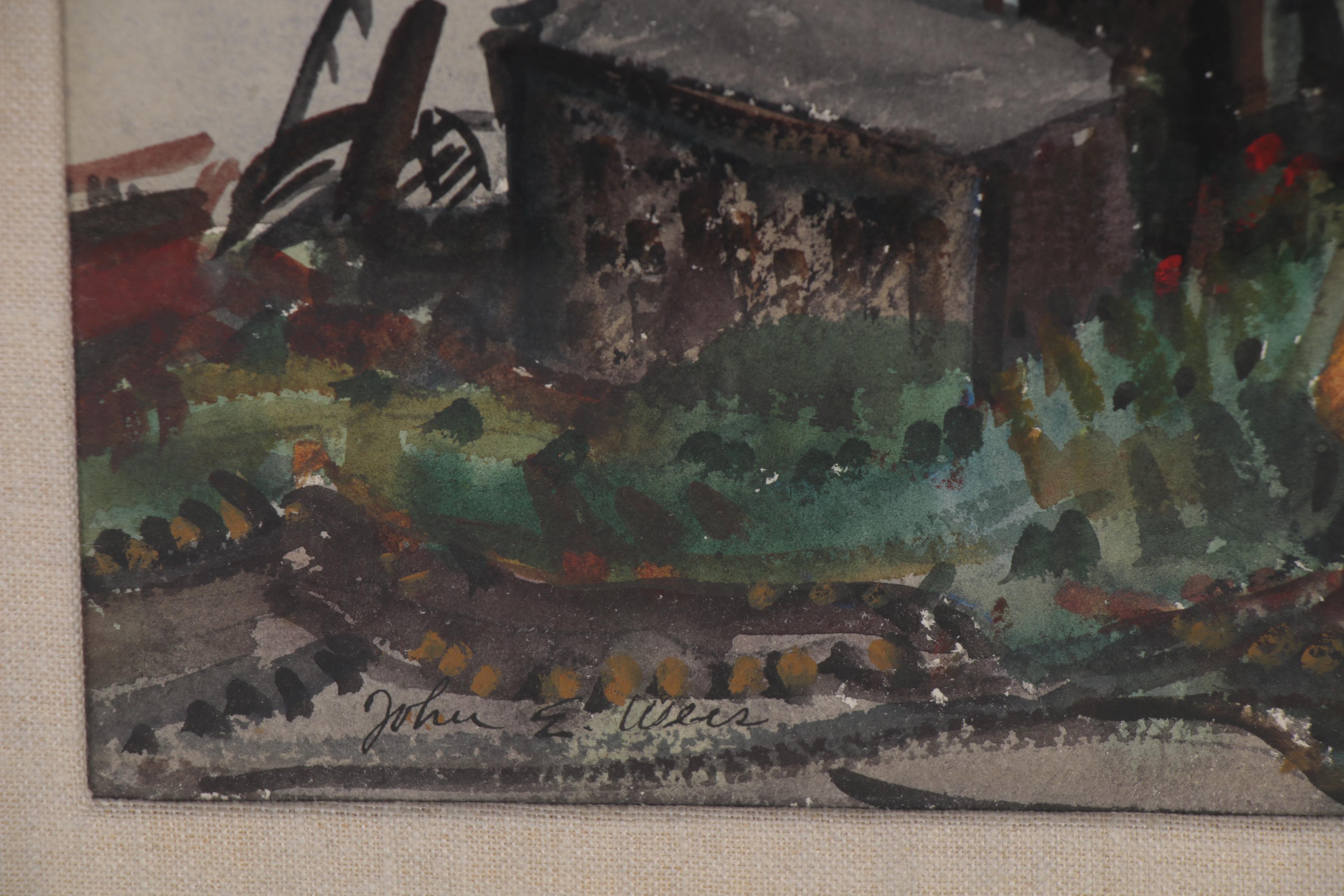 John Weis Watercolor Painting of New England Harbor