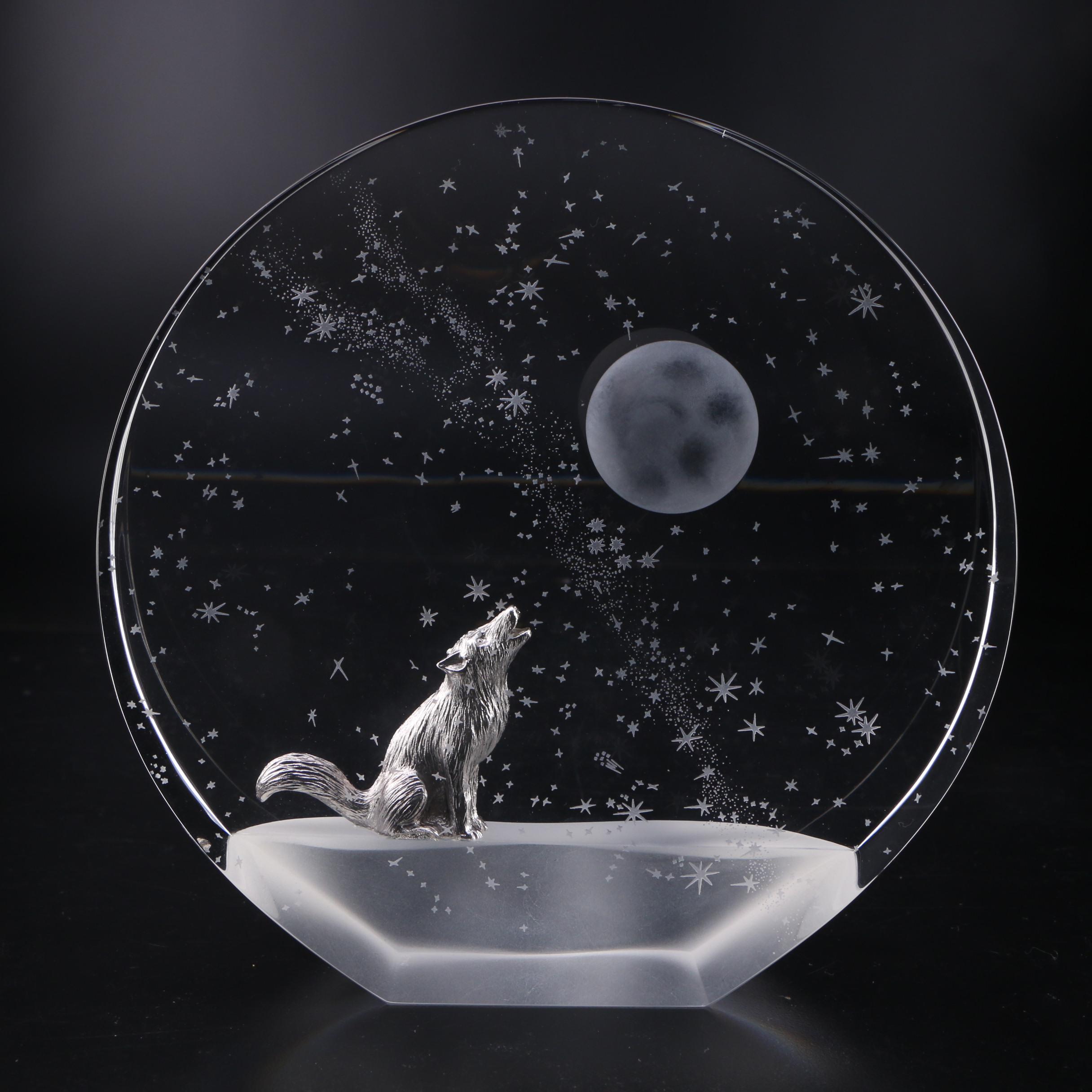 James Houston for Steuben "Wilderness Serenade" Art Glass Figurine