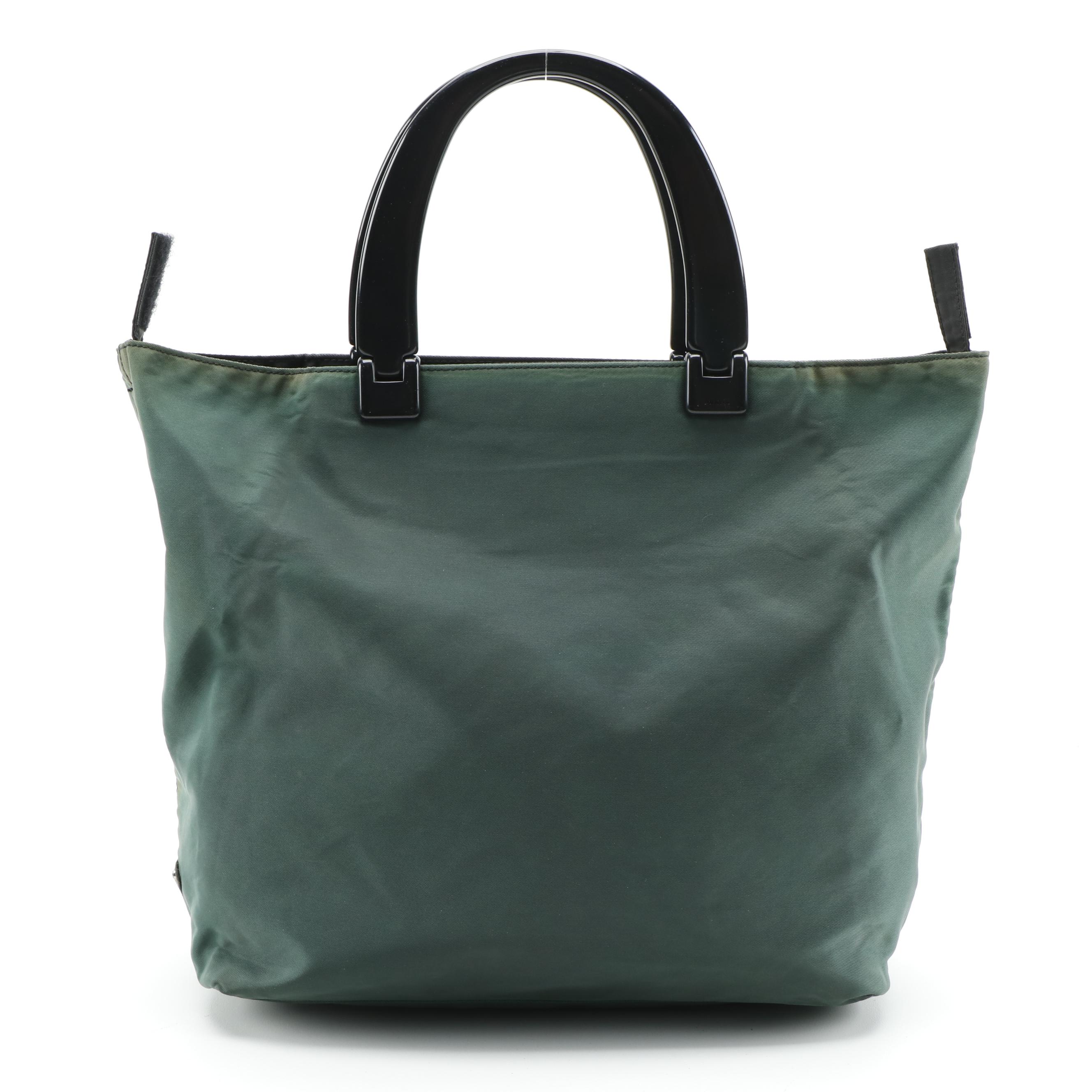 Prada Hunter Green Nylon Tote Bag