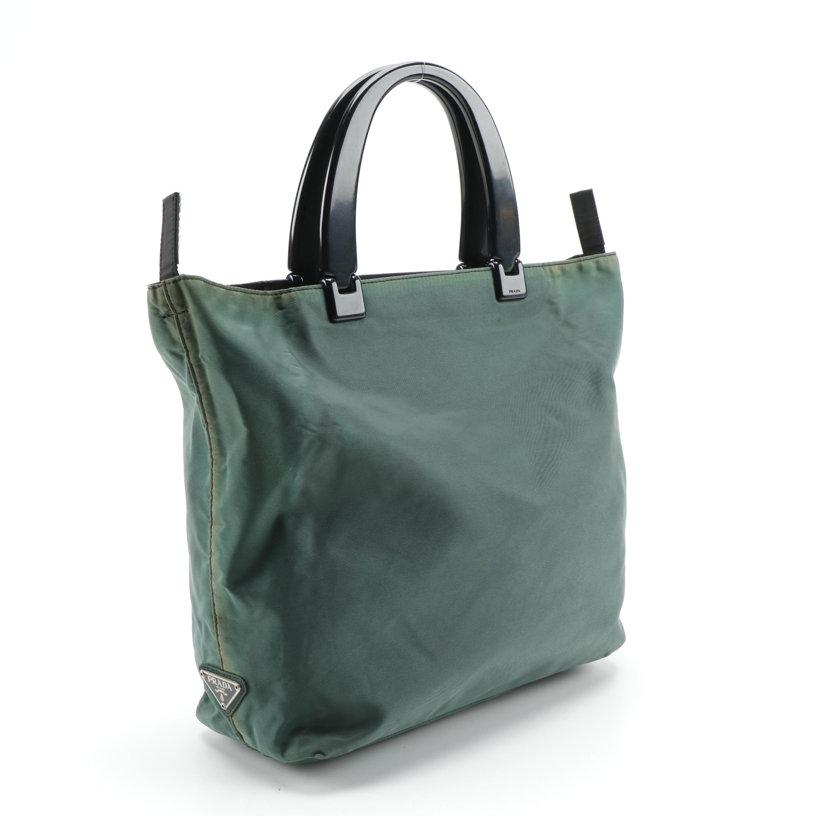 Prada Hunter Green Nylon Tote Bag
