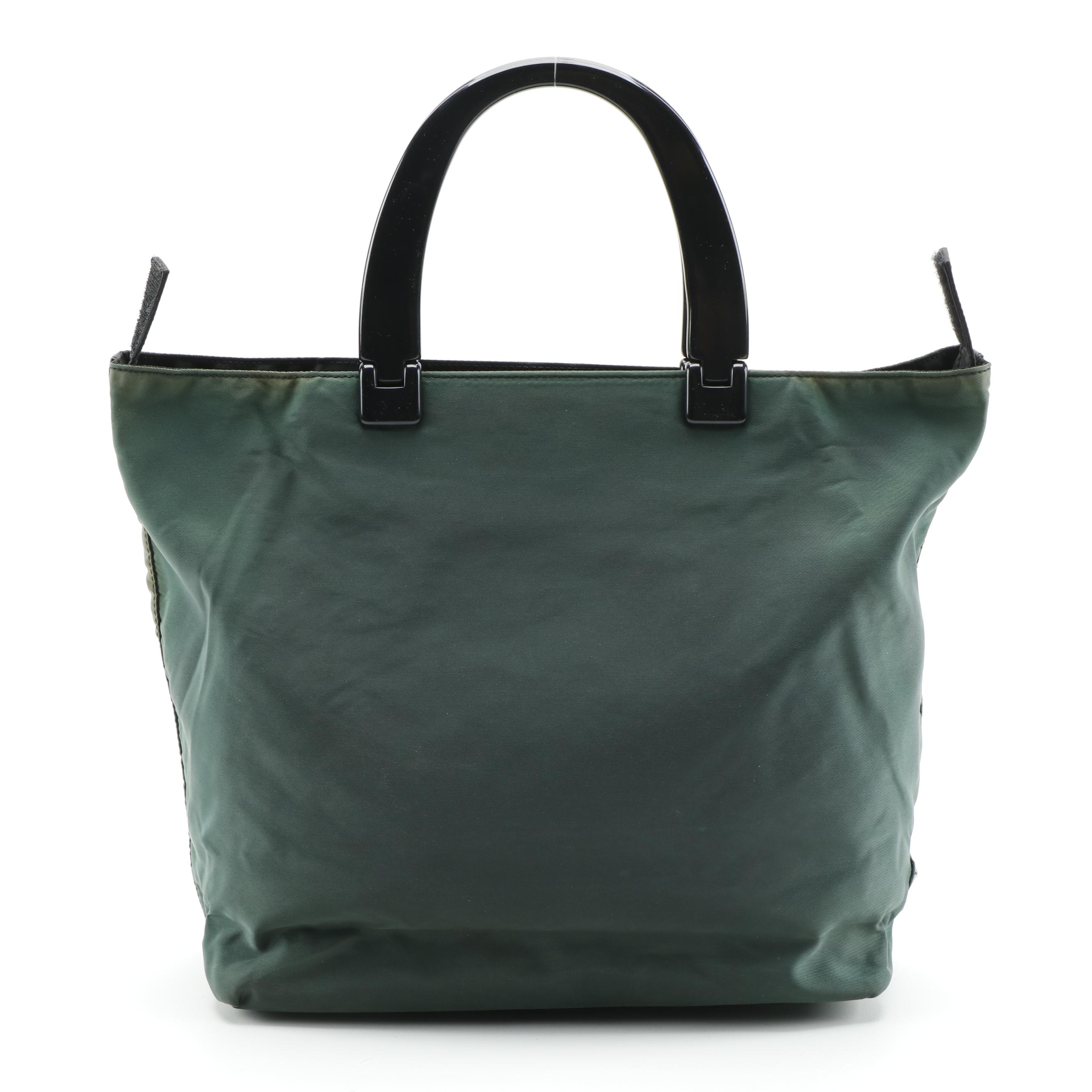 Prada Hunter Green Nylon Tote Bag