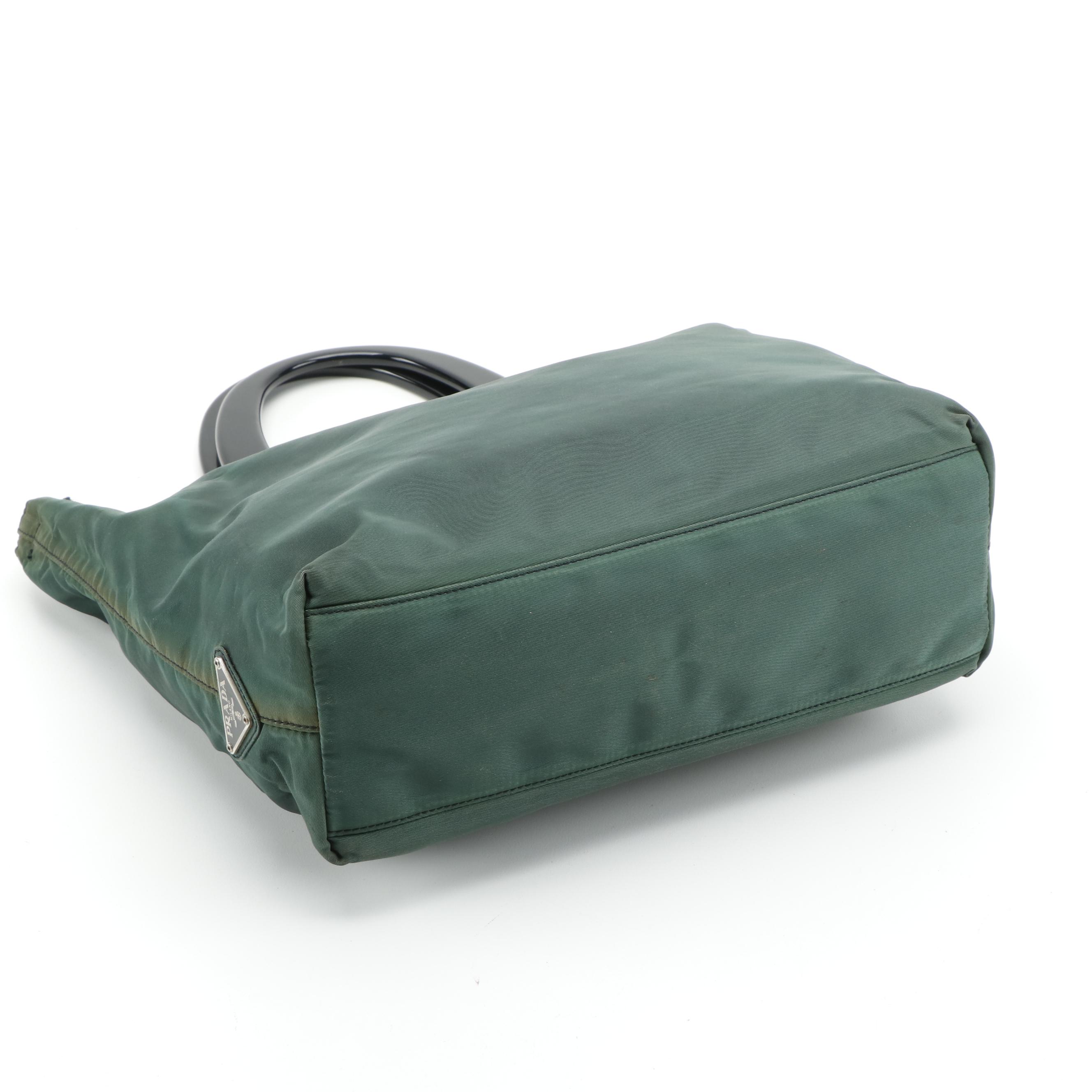 Prada Hunter Green Nylon Tote Bag