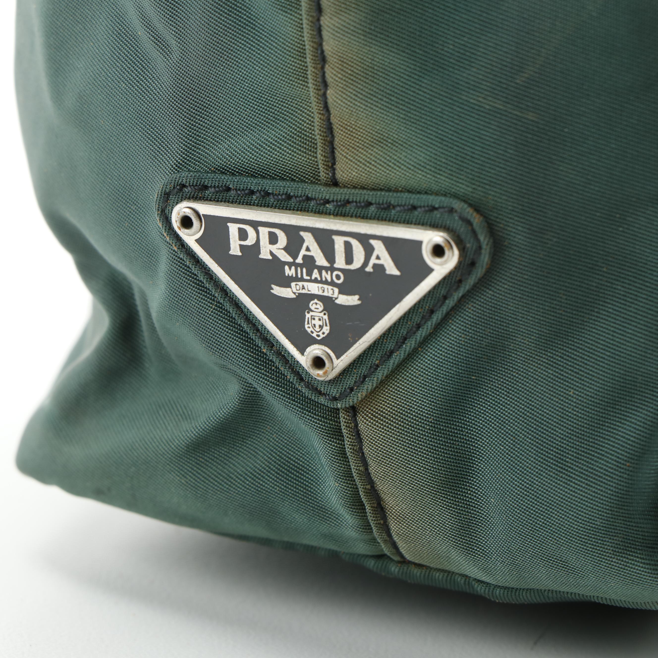 Prada Hunter Green Nylon Tote Bag