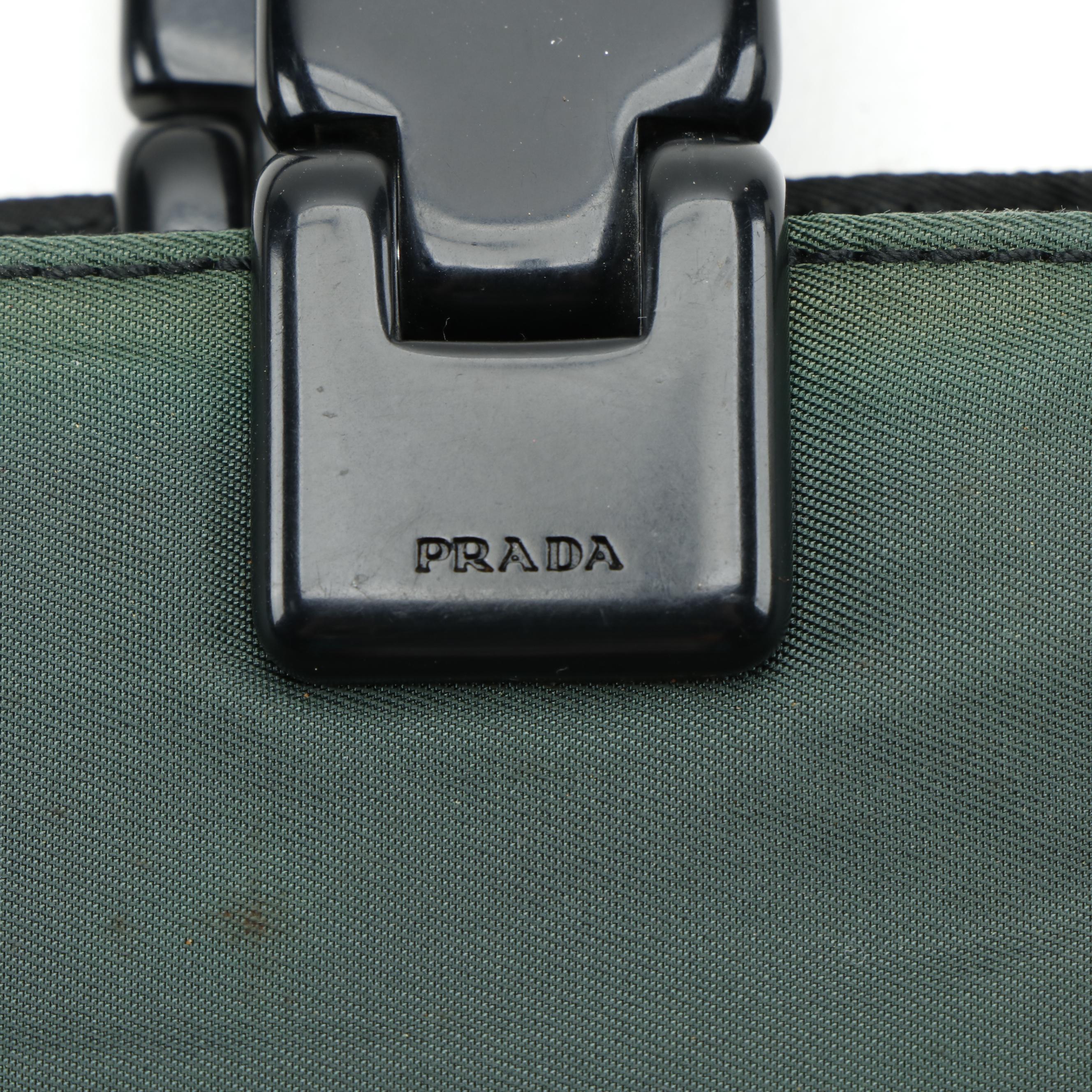 Prada Hunter Green Nylon Tote Bag