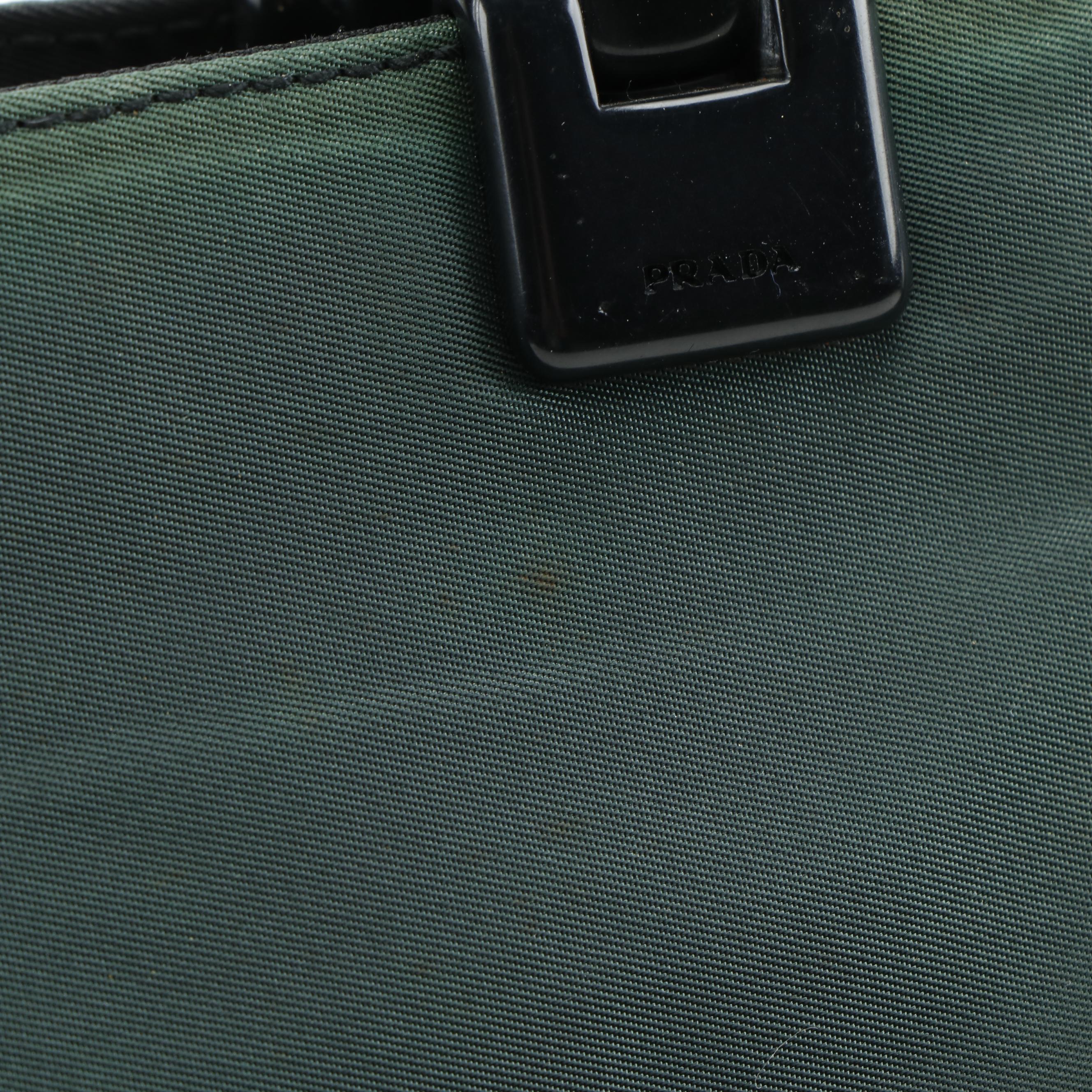 Prada Hunter Green Nylon Tote Bag