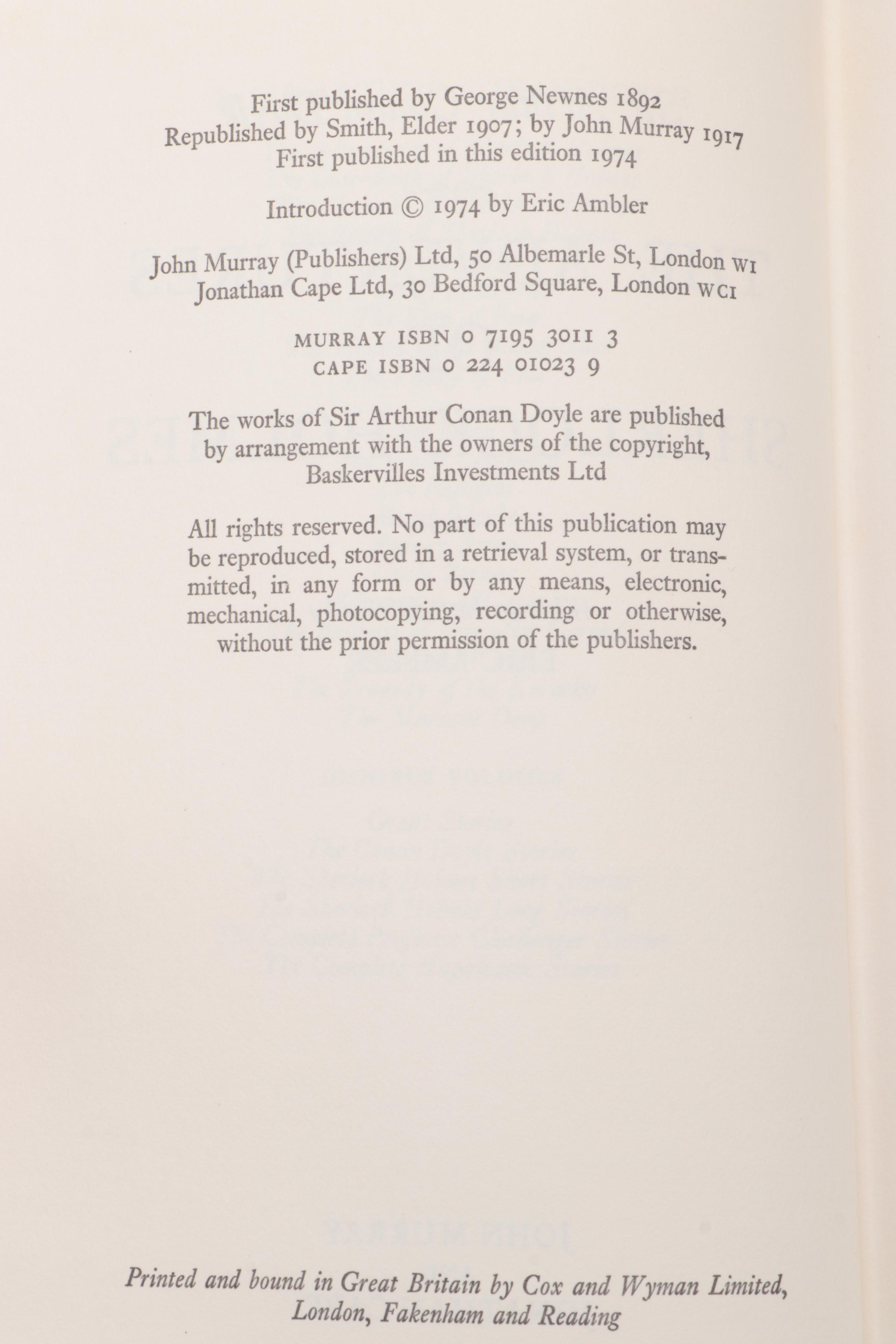"Sherlock Holmes" Collected Edition Complete Nine-Volume Set, 1974