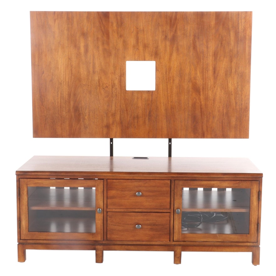 Ethan Allen Contemporary Walnut Media Console with Back Panel