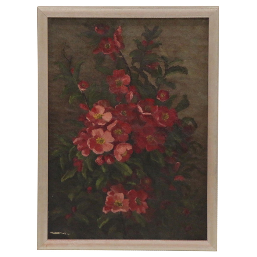 Still Life Oil Painting of Flowers, Early 20th Century