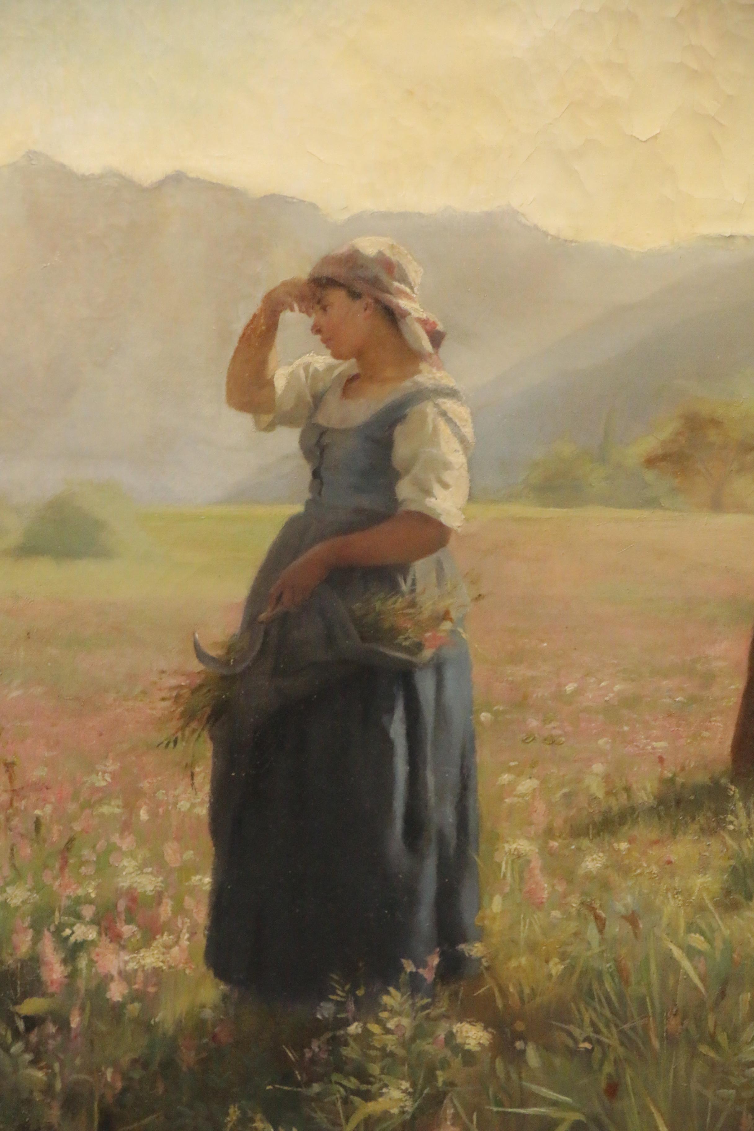 Marie Caire-Tonoir Large-Scale French Countryside Genre Oil Painting, 1891