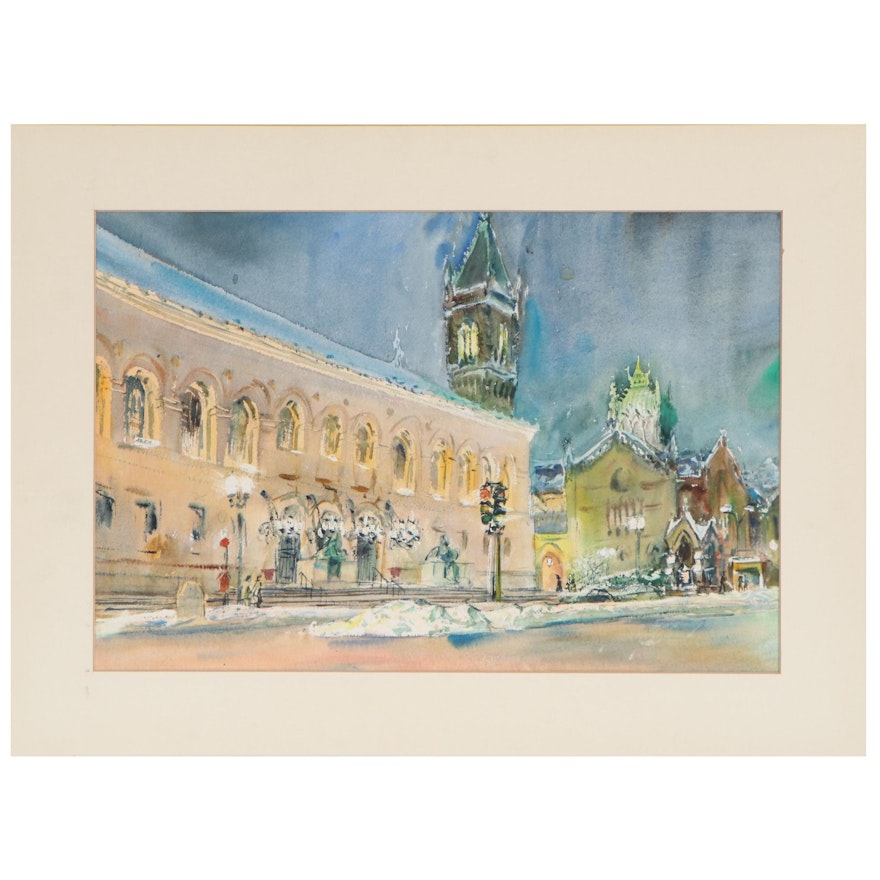 Charles Demetropoulos Cityscape Watercolor Painting