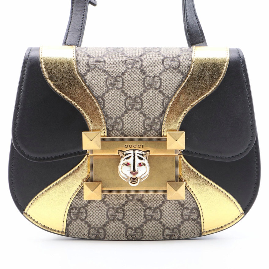 Gucci Osiride Crossbody Bag in GG Coated Canvas, Metallic and Smooth Leather