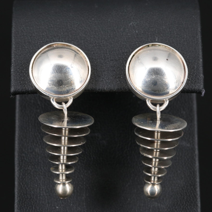 Sterling Silver Stackable Disc Dangle Earrings