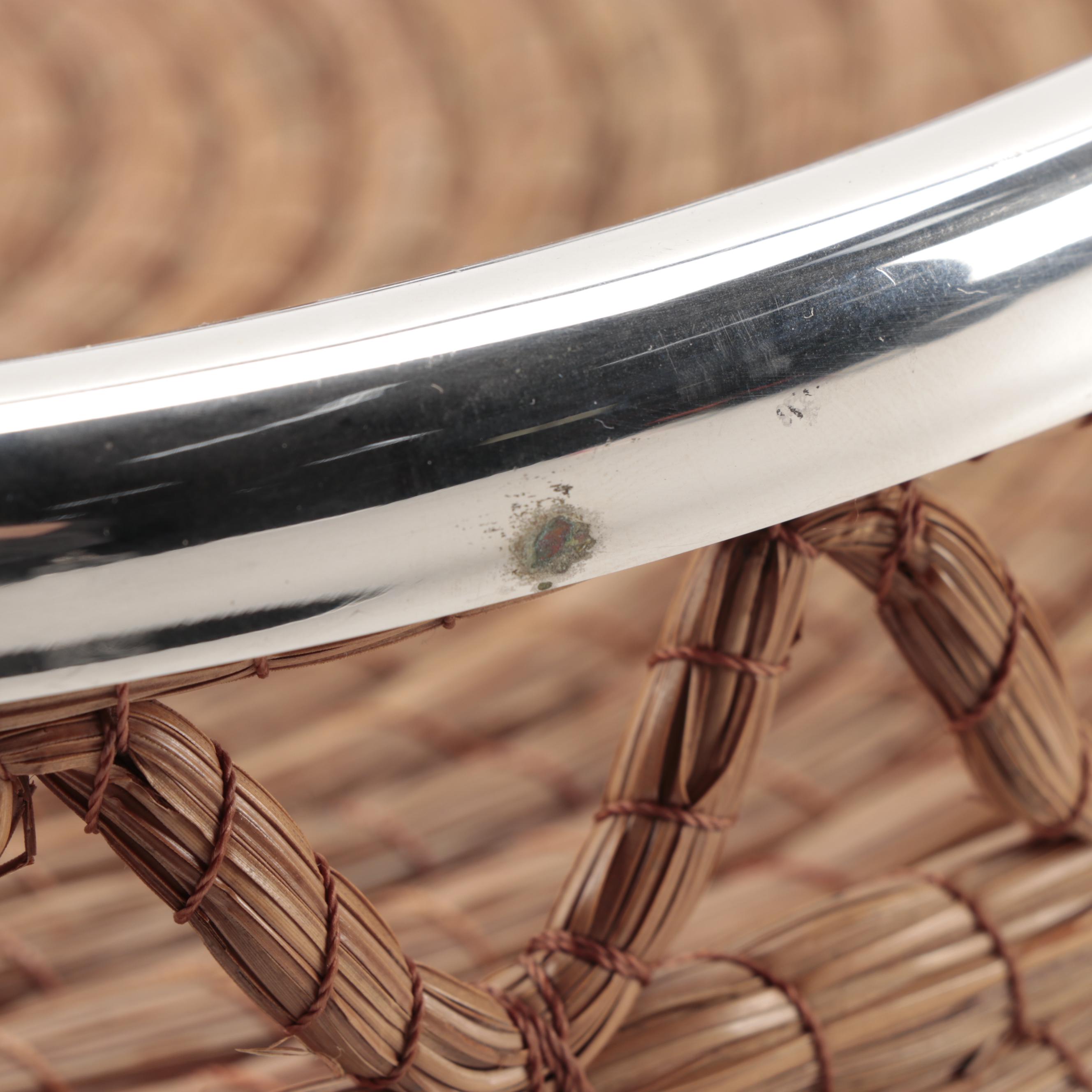 Mid Century Modern Teak Serving Trays with Wicker Tableware