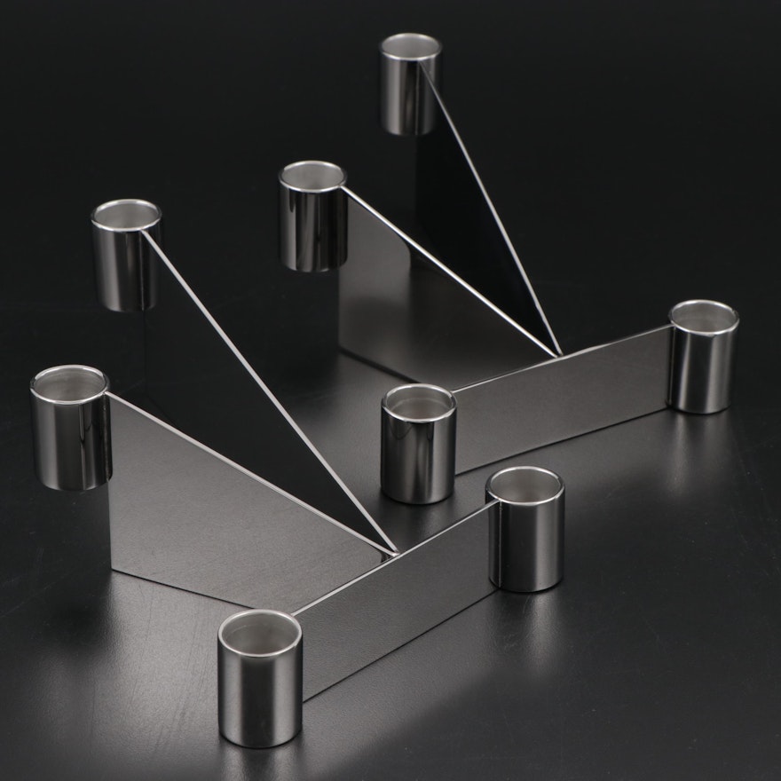 Patricia Urquiola for Georg Jensen "Urkiola" Stainless Steel Candle Holders