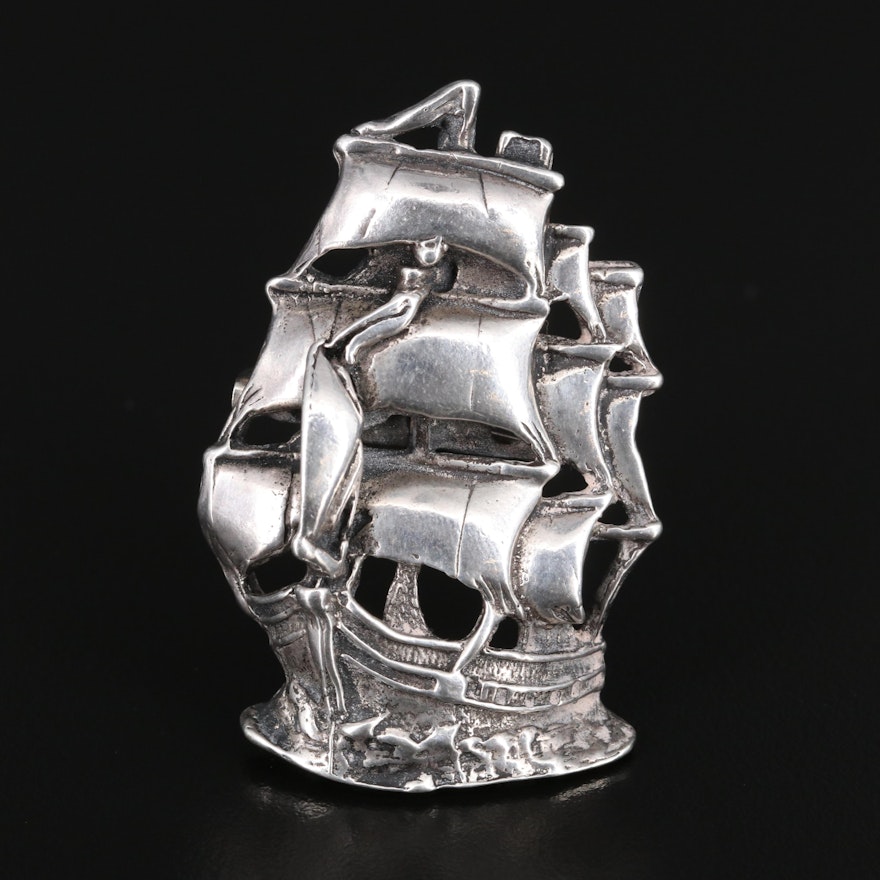 Sterling Silver "Atocha 1922" Ship Converter Brooch