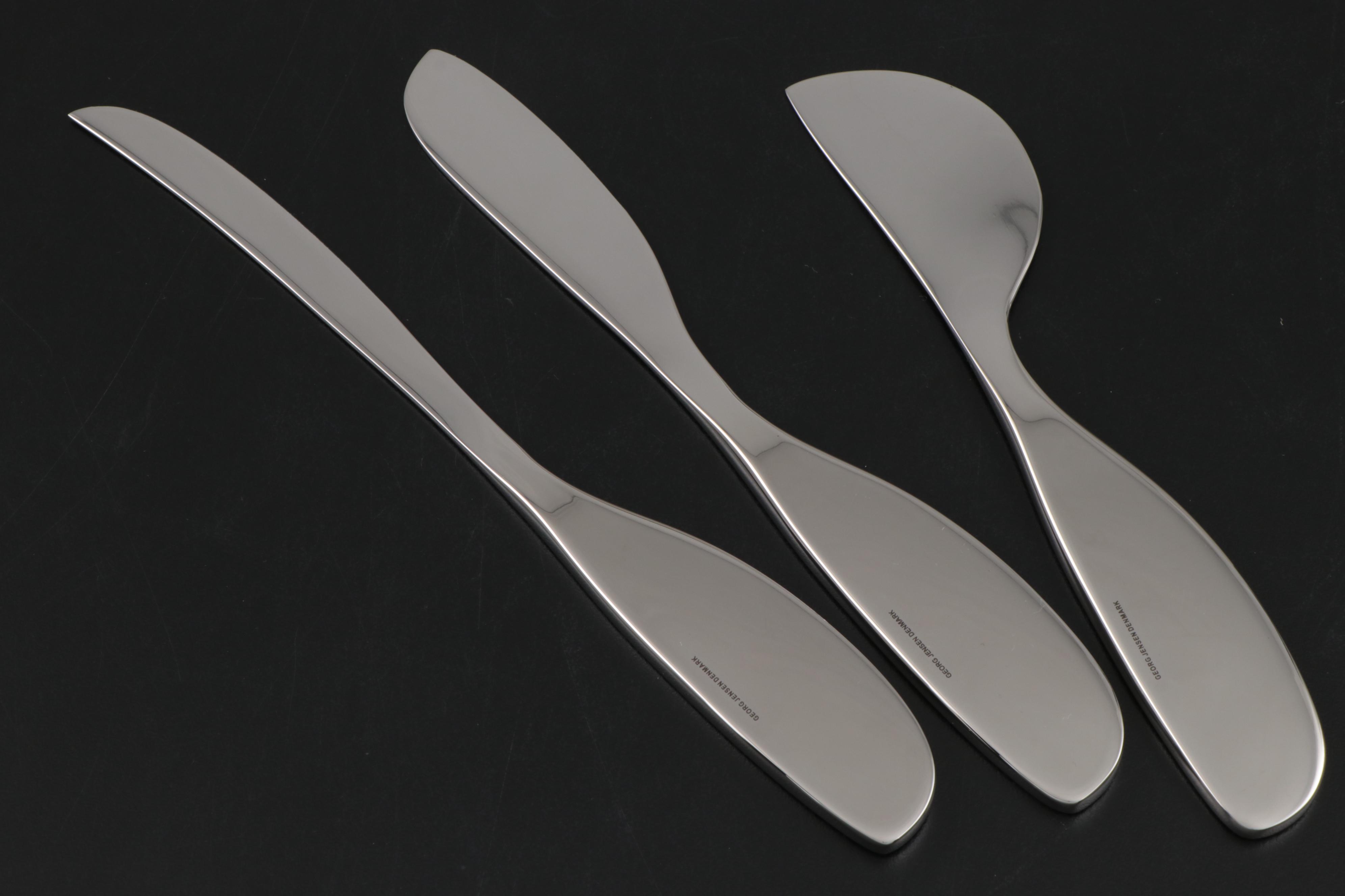 Georg Jensen Modern Stainless Steel Ladle and Cheese Knife Set
