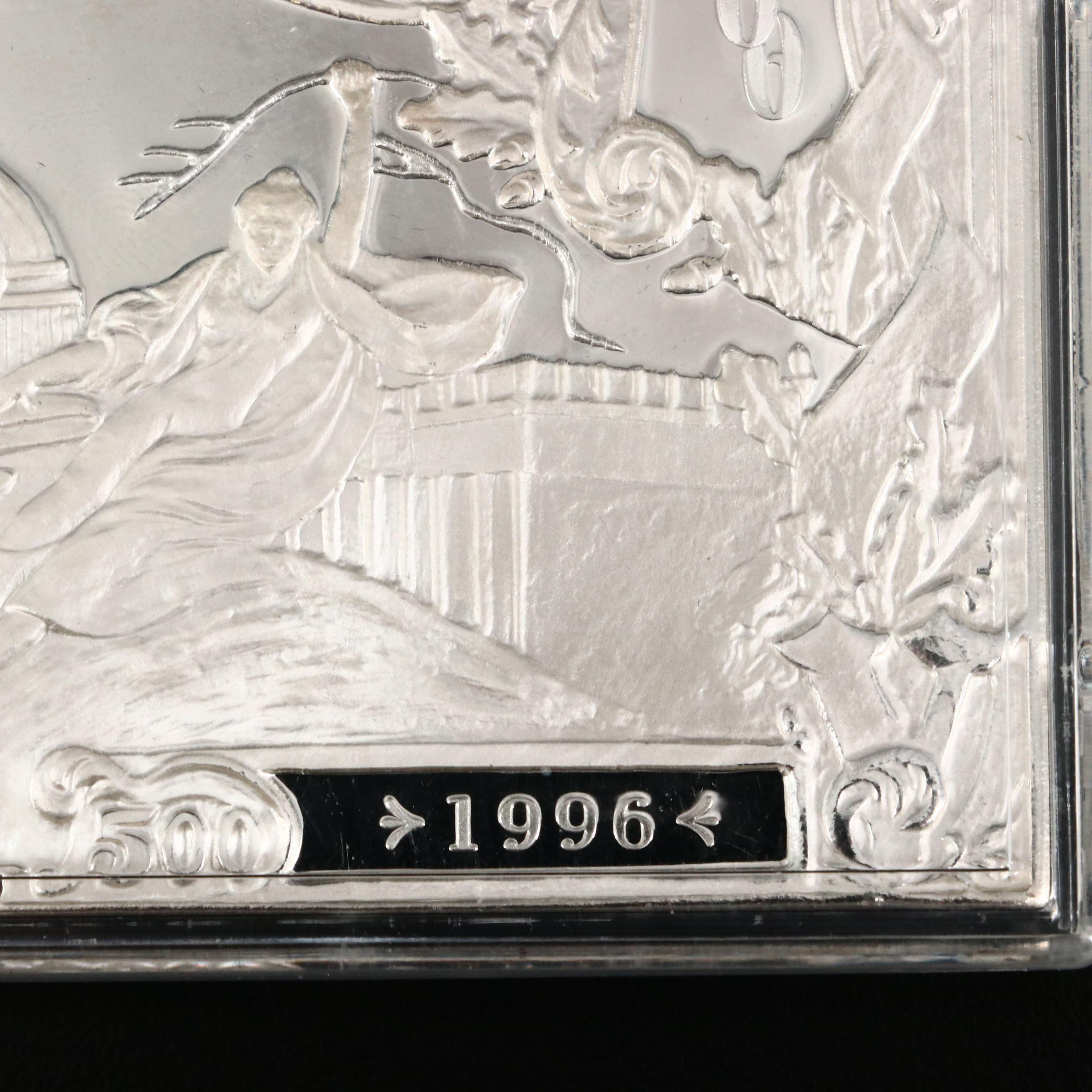 $500 Eight Ounce Proof Silver Certificate in .999 Fine Silver, 1996