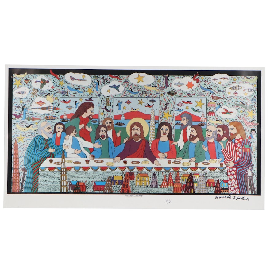 Howard Finster Offset Lithograph "The Lord's Last Supper"