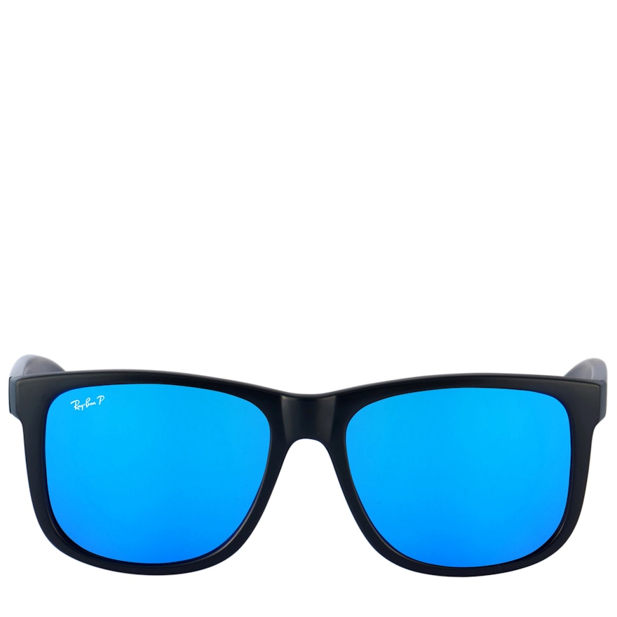 Ray-Ban Polarized Black and Blue Mirrored Sunglasses with Case