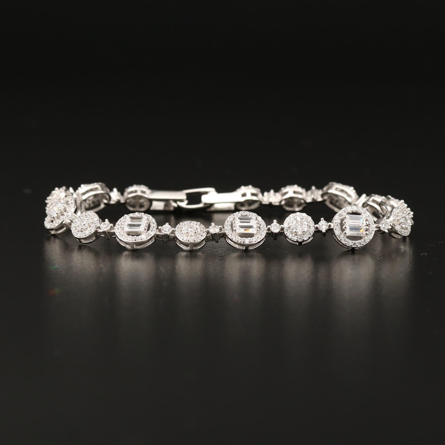 Sterling Silver Cubic Zirconia Link Bracelet