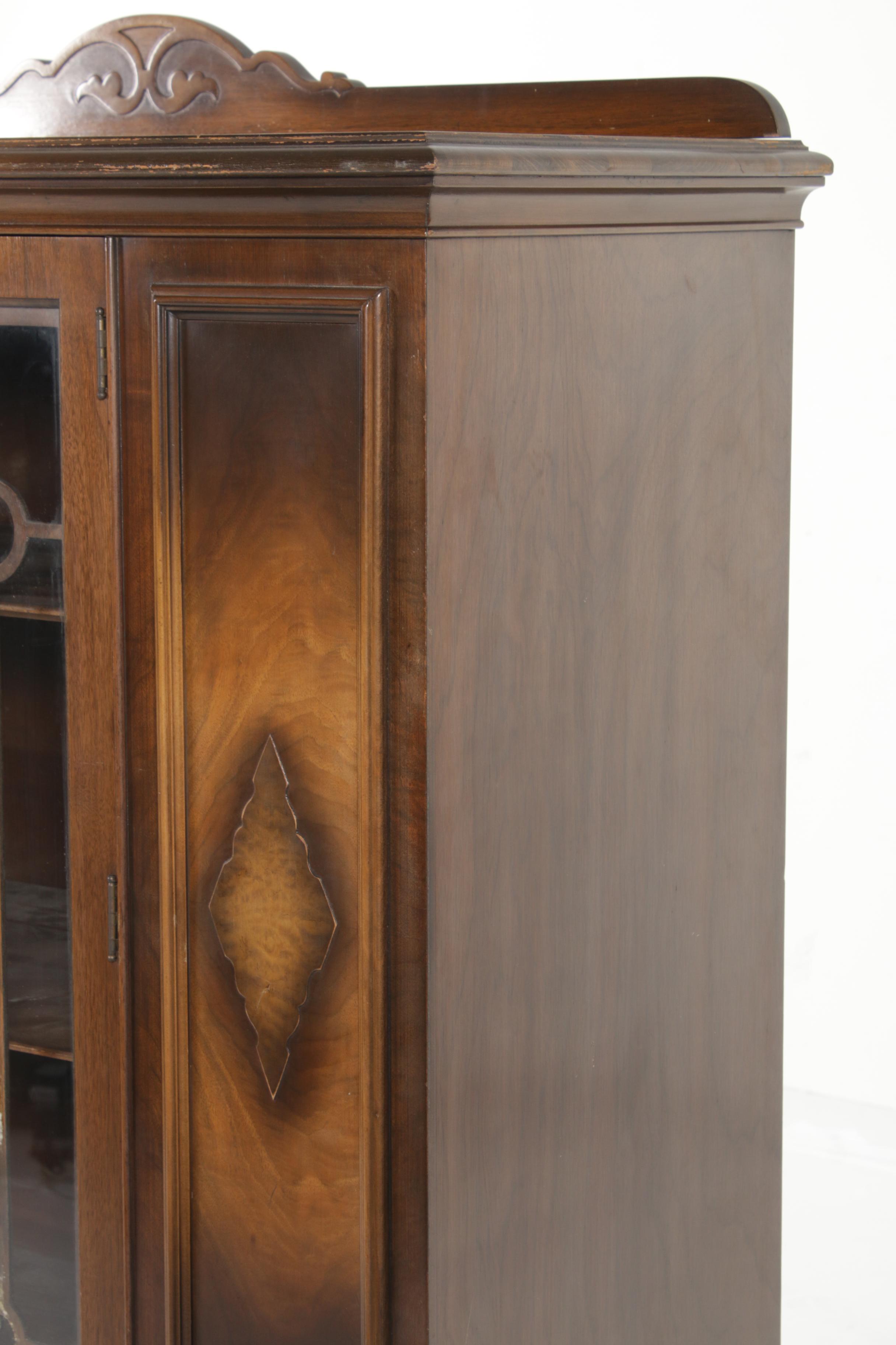 Central Furniture Jacobean Revival Walnut China Cabinet, Mid-20th Century