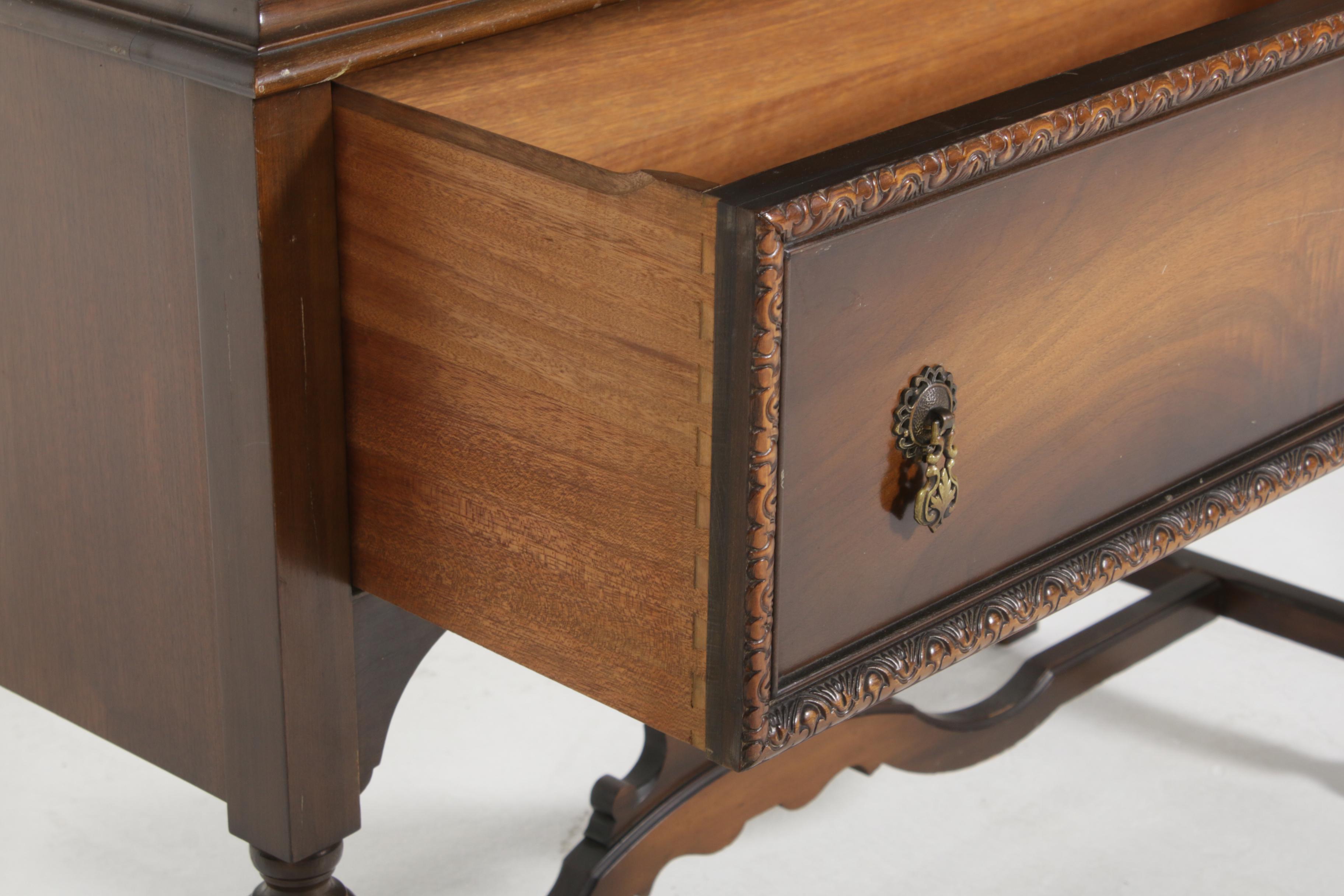 Central Furniture Jacobean Revival Walnut China Cabinet, Mid-20th Century