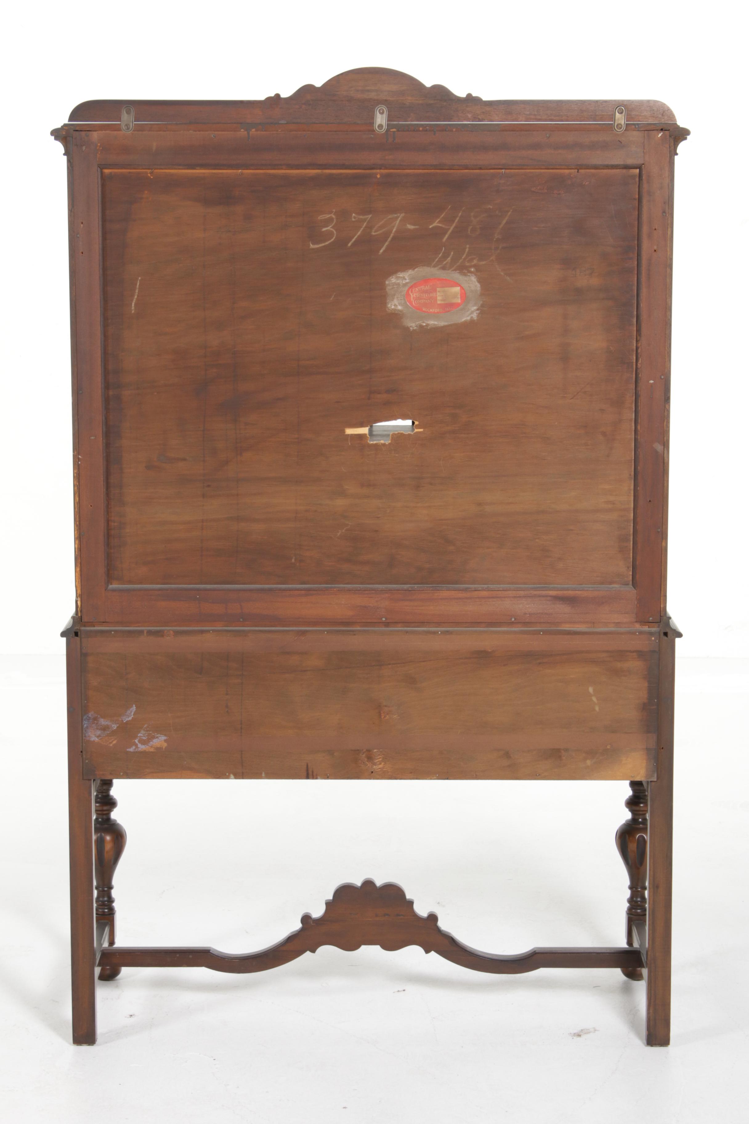 Central Furniture Jacobean Revival Walnut China Cabinet, Mid-20th Century