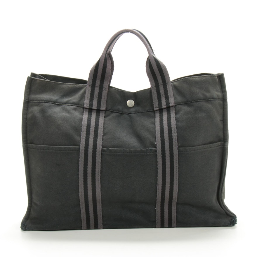 Hermès Paris Fourre Tout GM Tote in Black/Grey Canvas