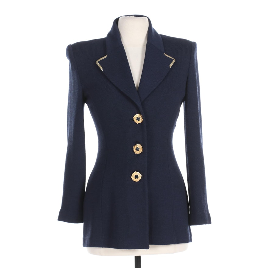 St. John Collection Navy Blue Knit Jacket