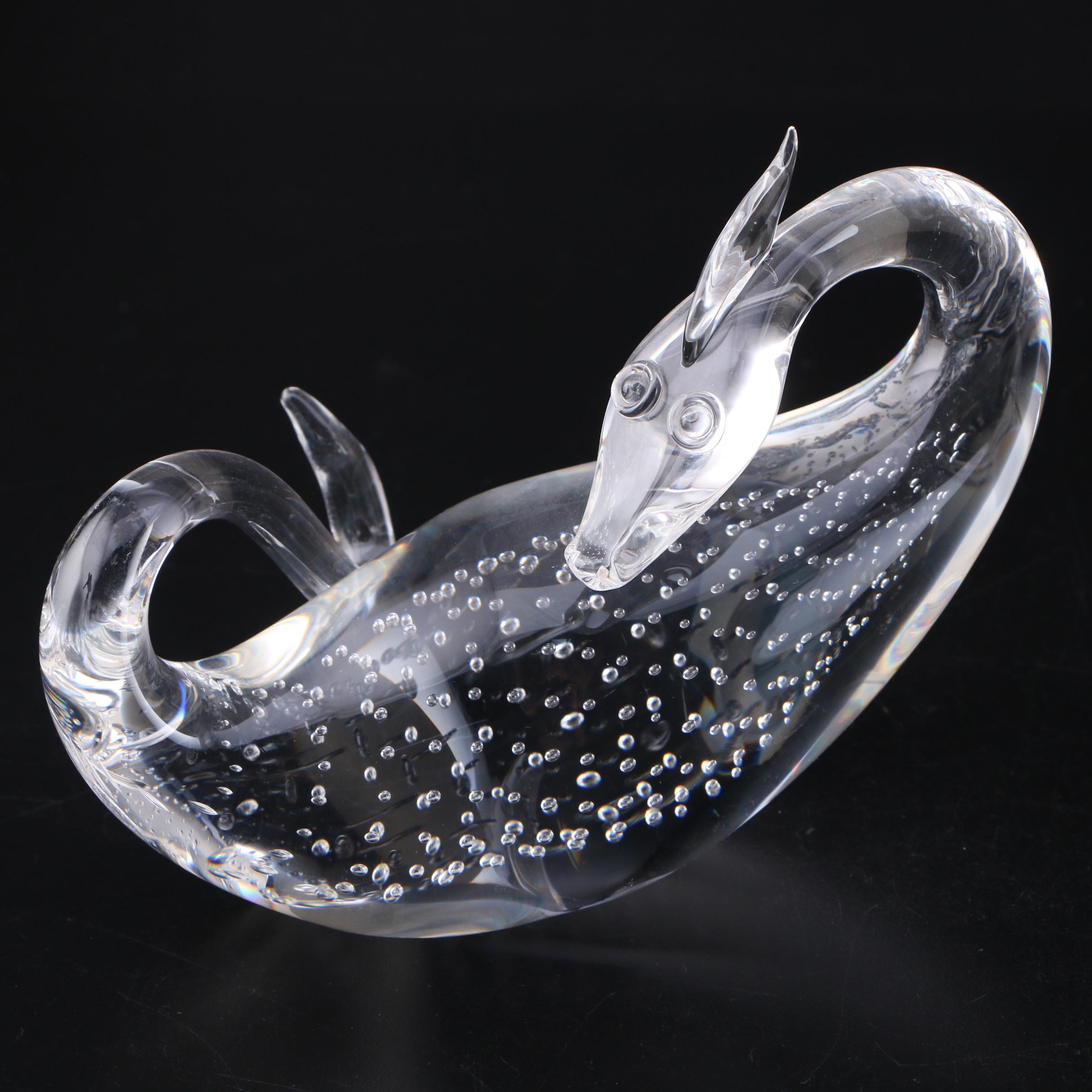 Steuben "Heritage Dragon" Art Glass Figurine Designed by Bernard X. Wolff