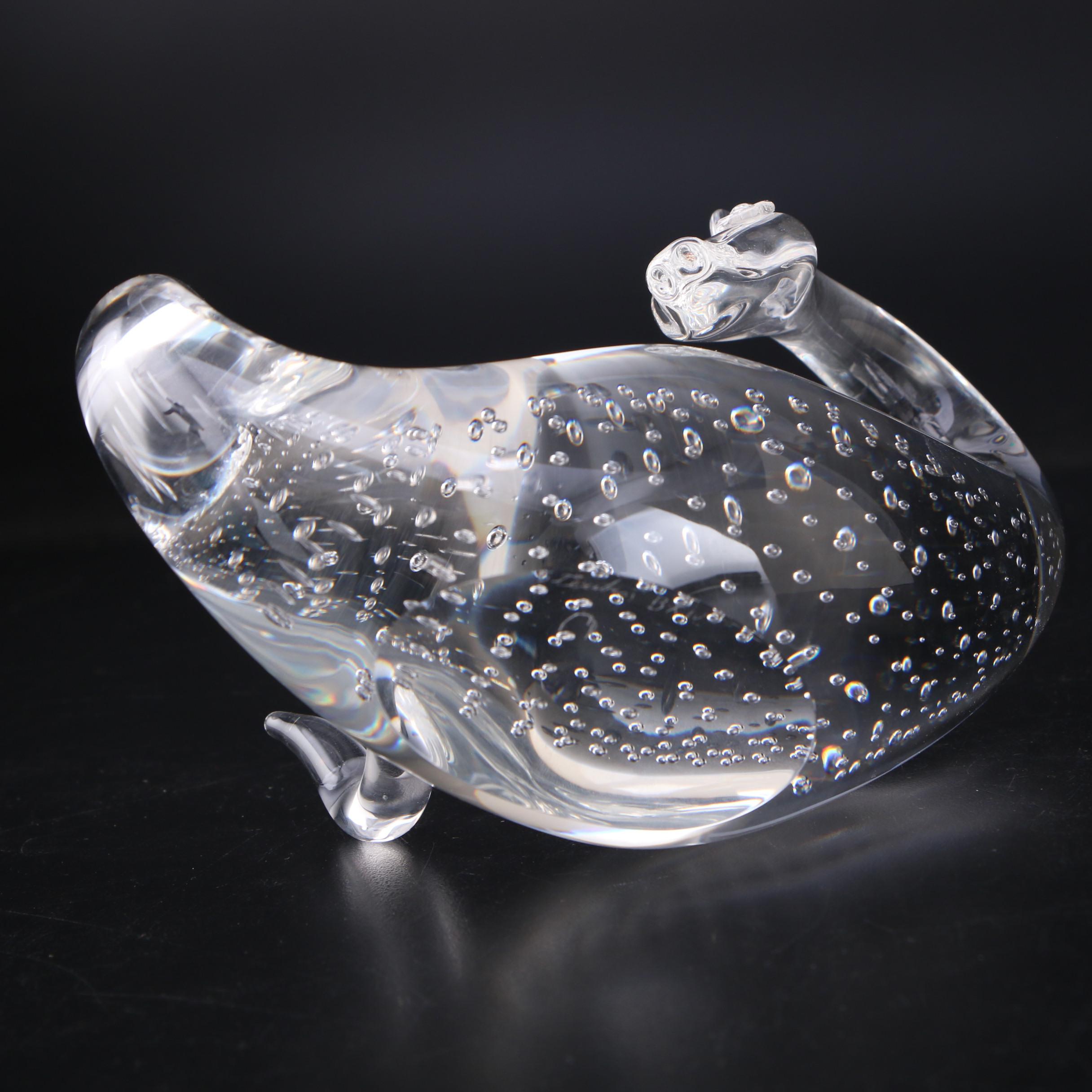 Steuben "Heritage Dragon" Art Glass Figurine Designed by Bernard X. Wolff