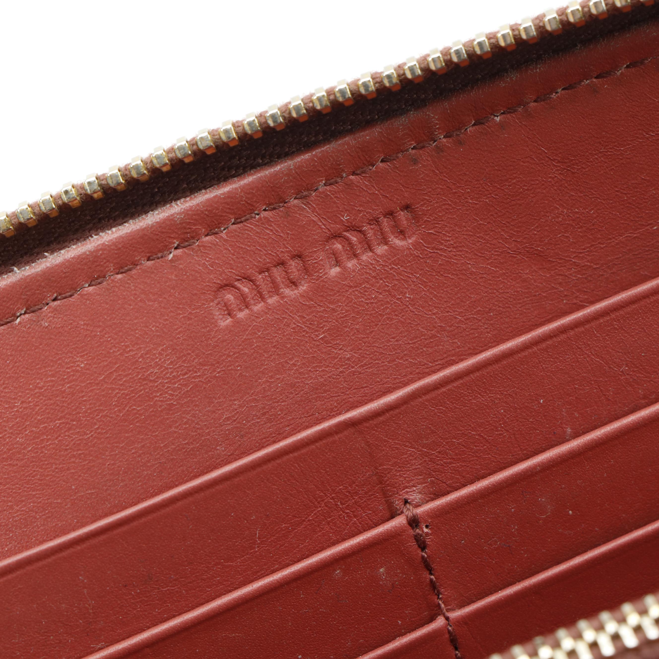 Miu Miu Crocodile Embossed Leather Zip Wallet