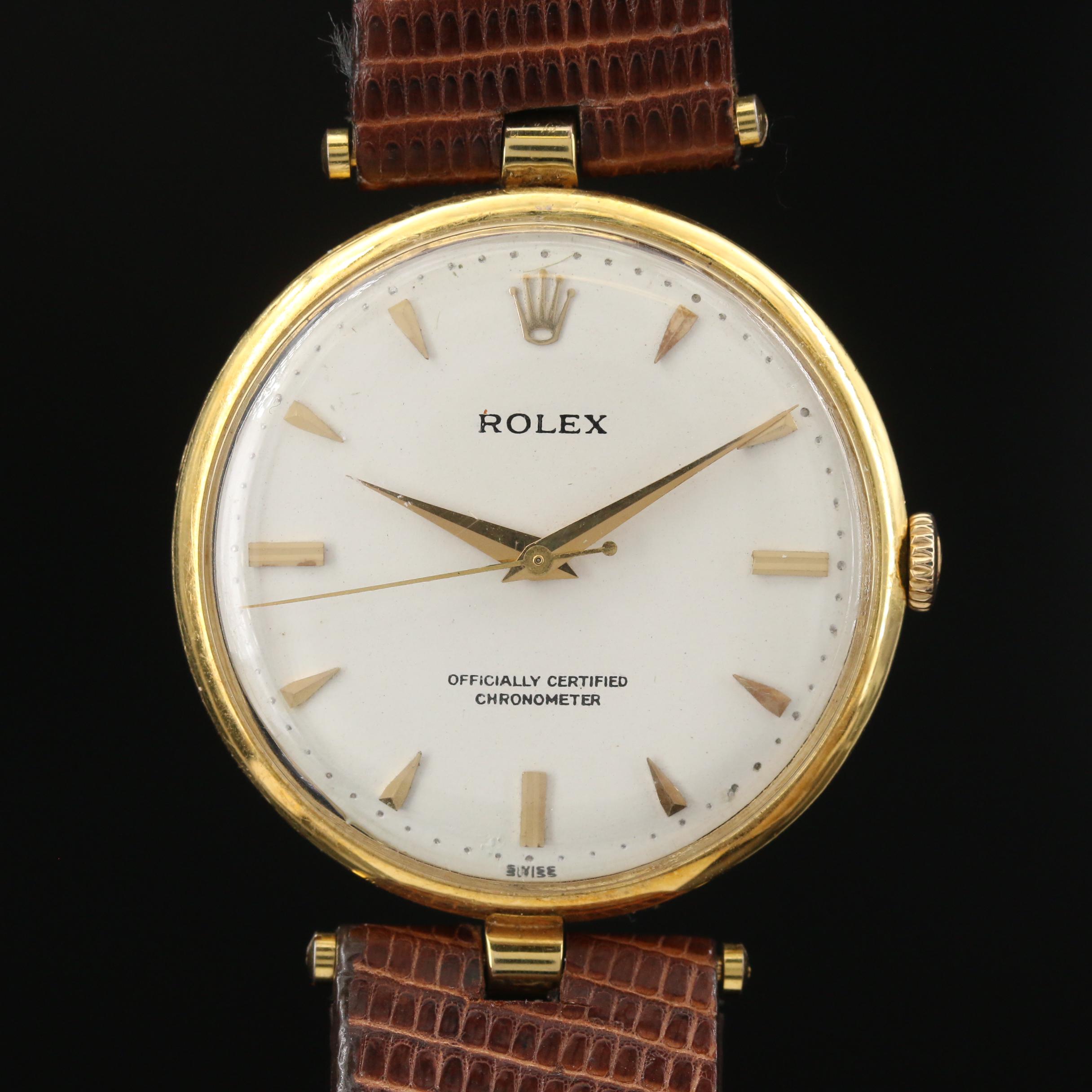 1971 Rolex Precision 18K Yellow Gold Stem Wind Watch