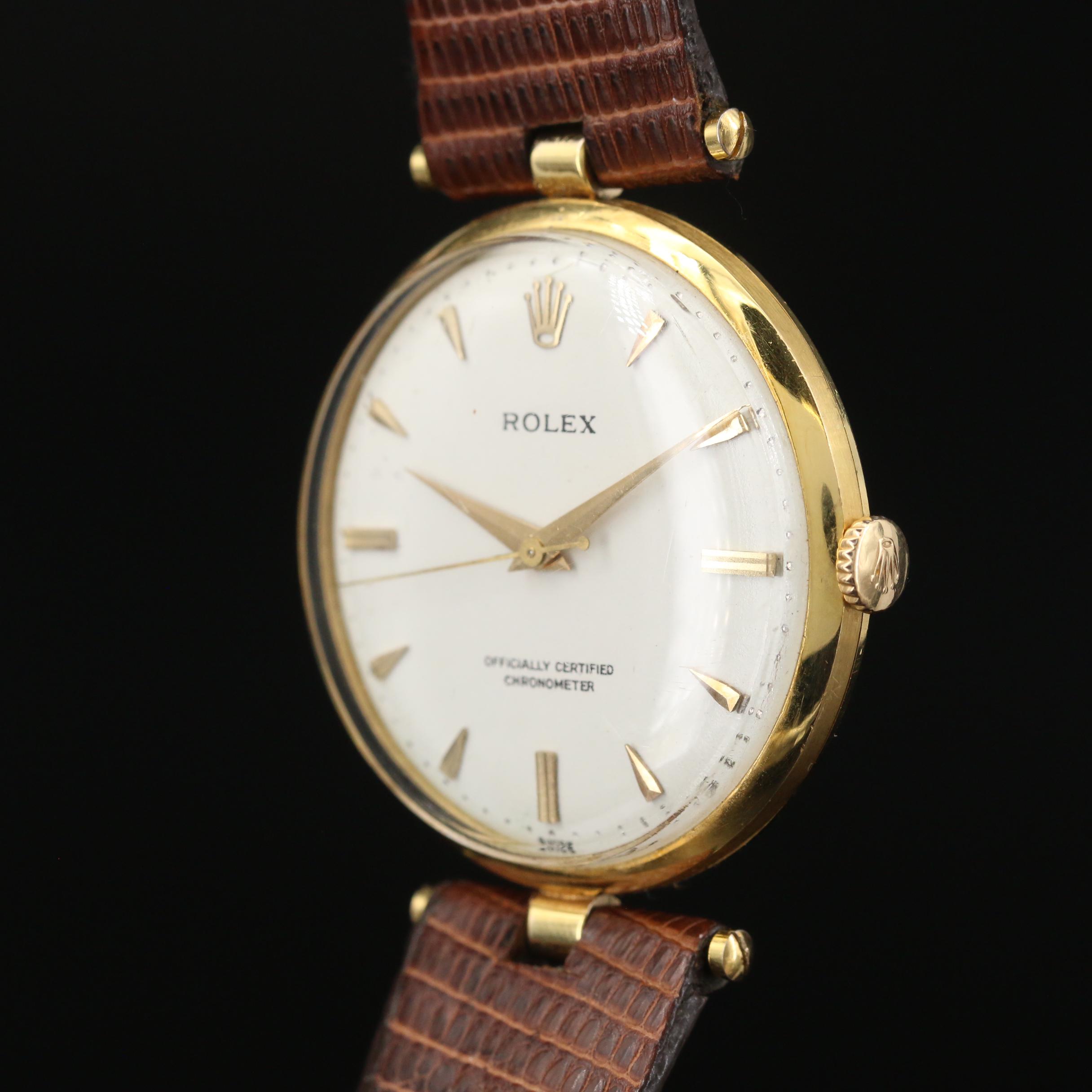 1971 Rolex Precision 18K Yellow Gold Stem Wind Watch