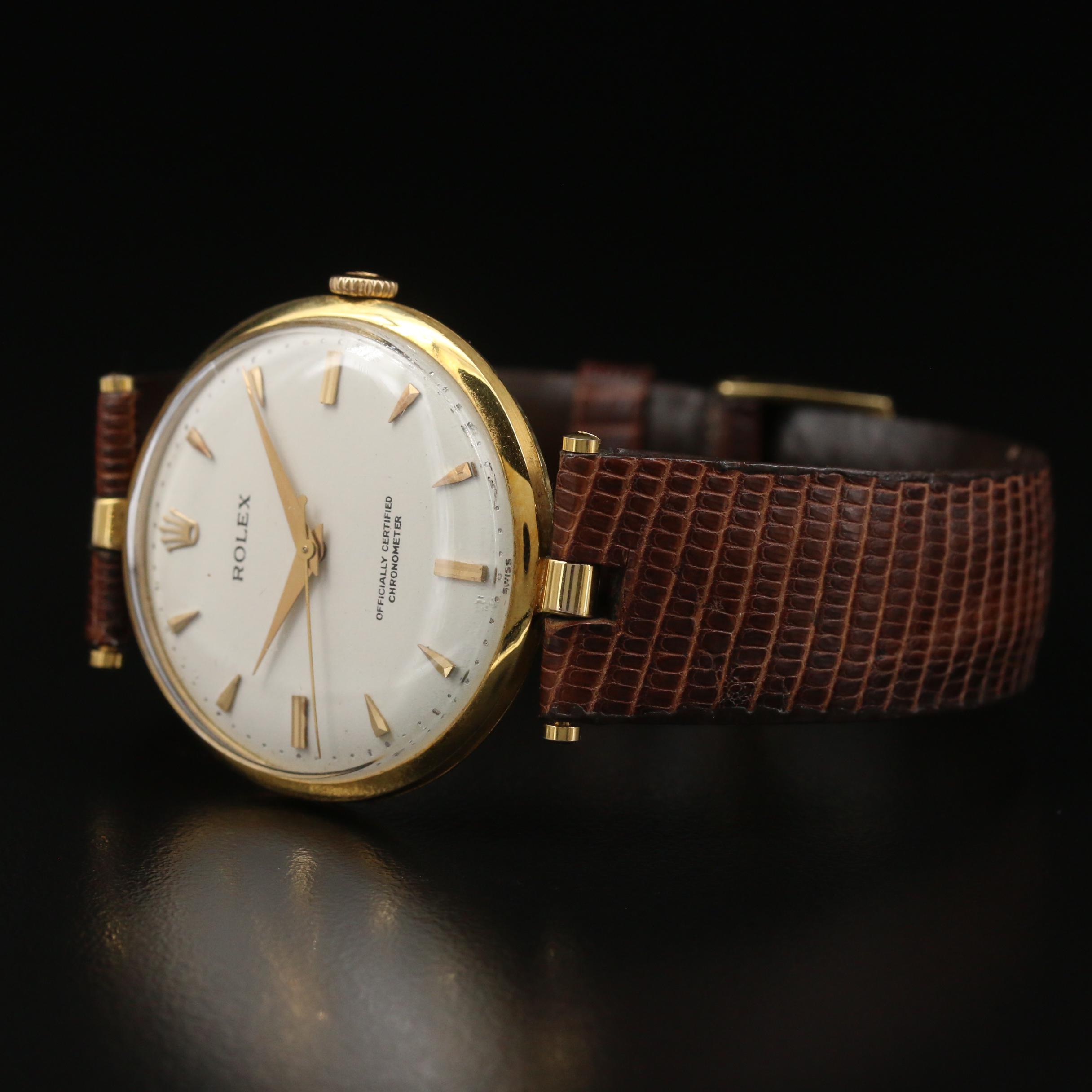 1971 Rolex Precision 18K Yellow Gold Stem Wind Watch