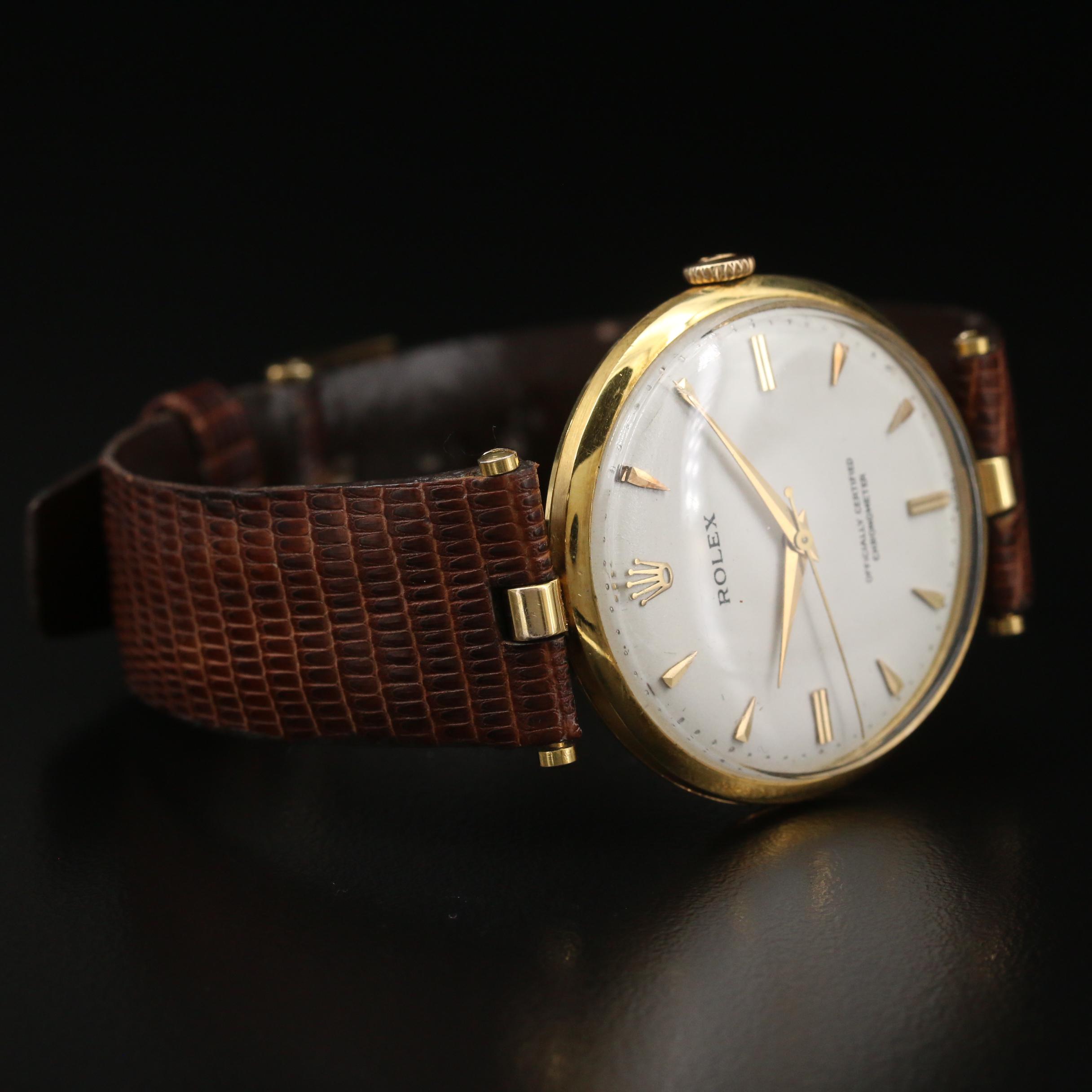 1971 Rolex Precision 18K Yellow Gold Stem Wind Watch