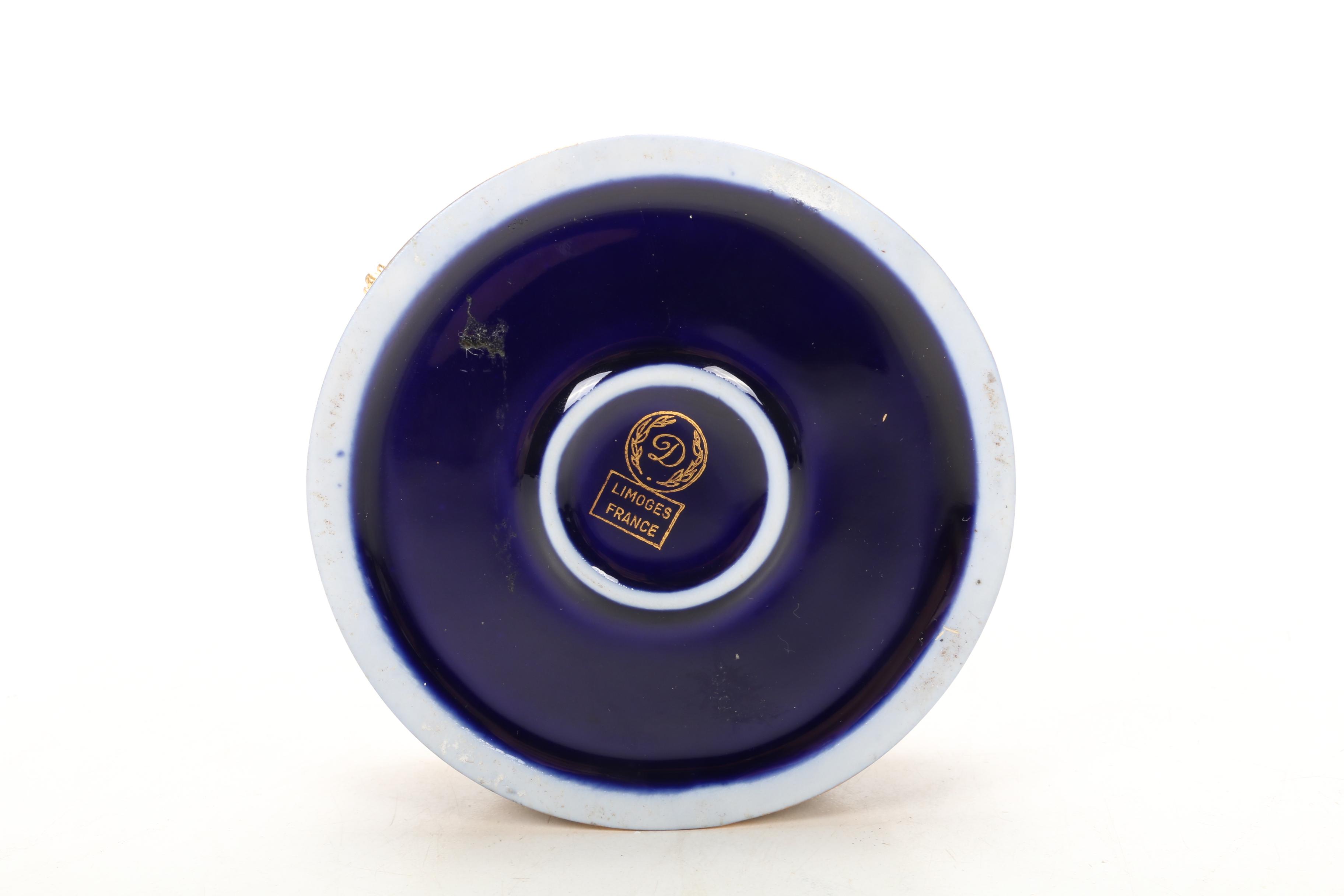 Castel Limoges Porcelain Gold Painted Rococo Motif Vanity Boxes, Mid-Late 20th C