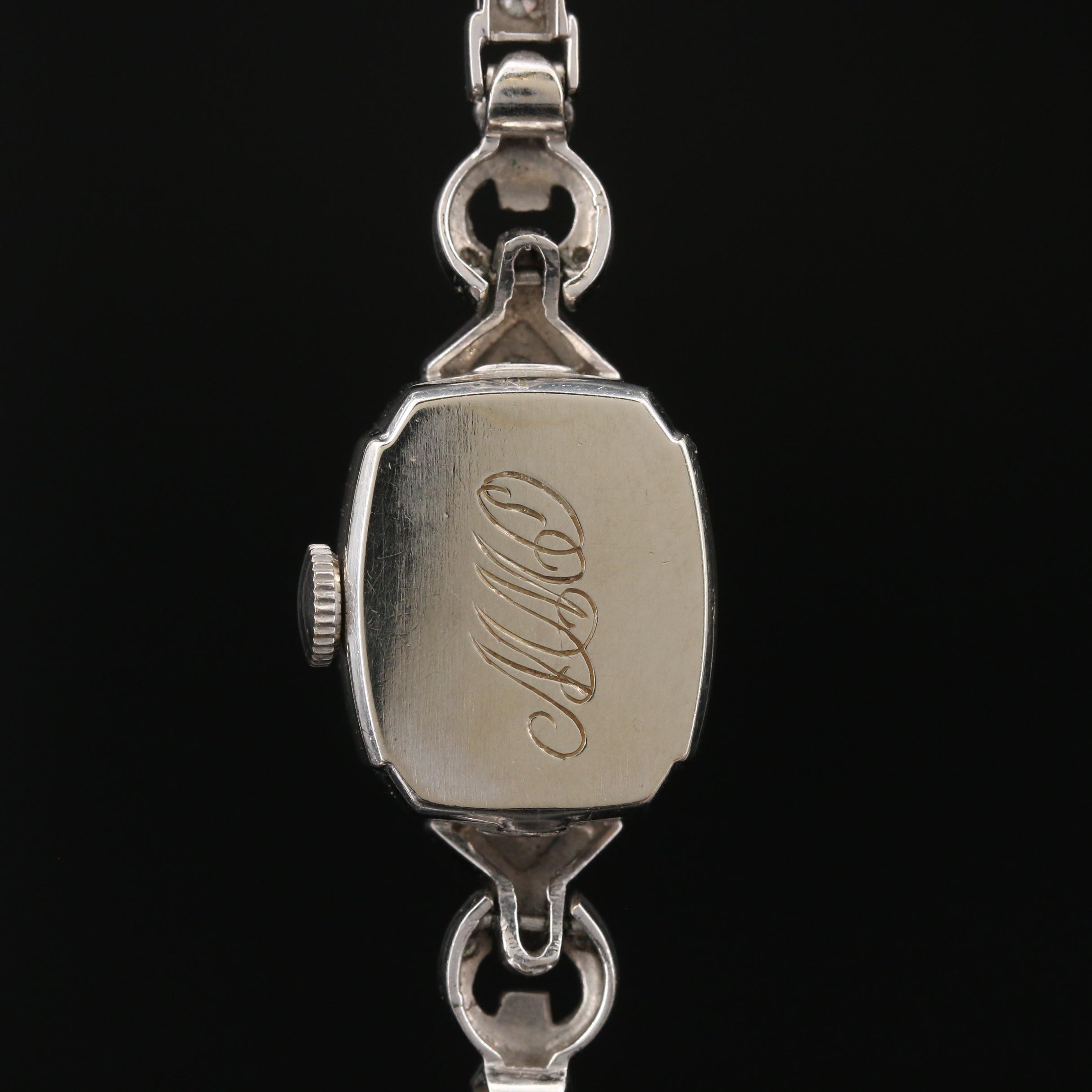 Vintage Eska 1.12 CTW Diamond and 14K White Gold Stem Wind Watch