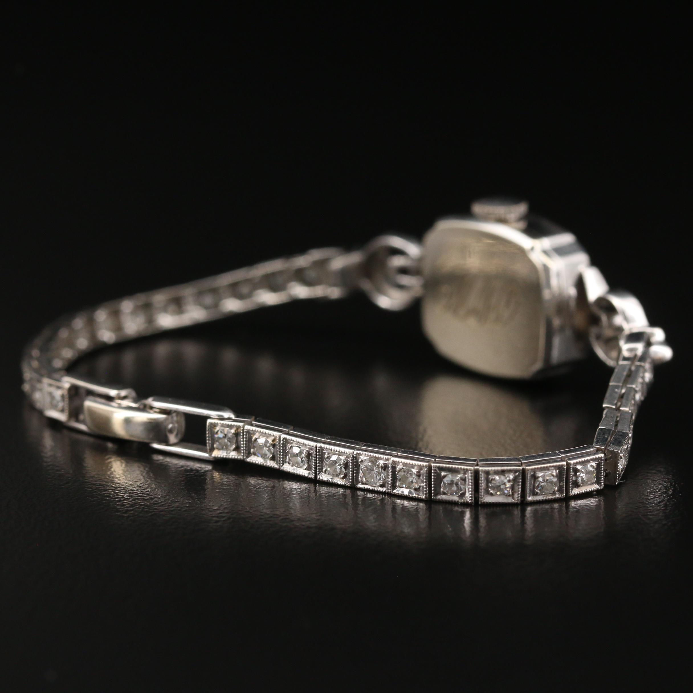 Vintage Eska 1.12 CTW Diamond and 14K White Gold Stem Wind Watch