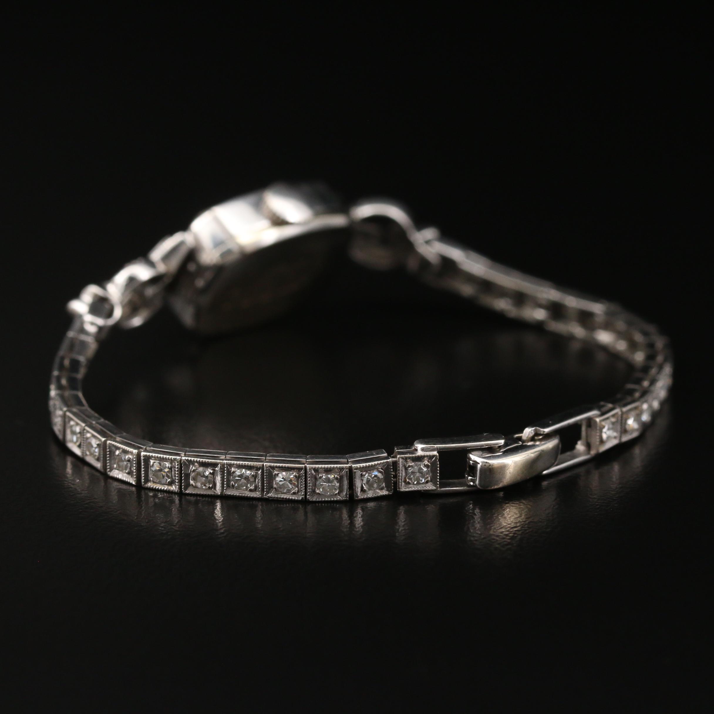 Vintage Eska 1.12 CTW Diamond and 14K White Gold Stem Wind Watch