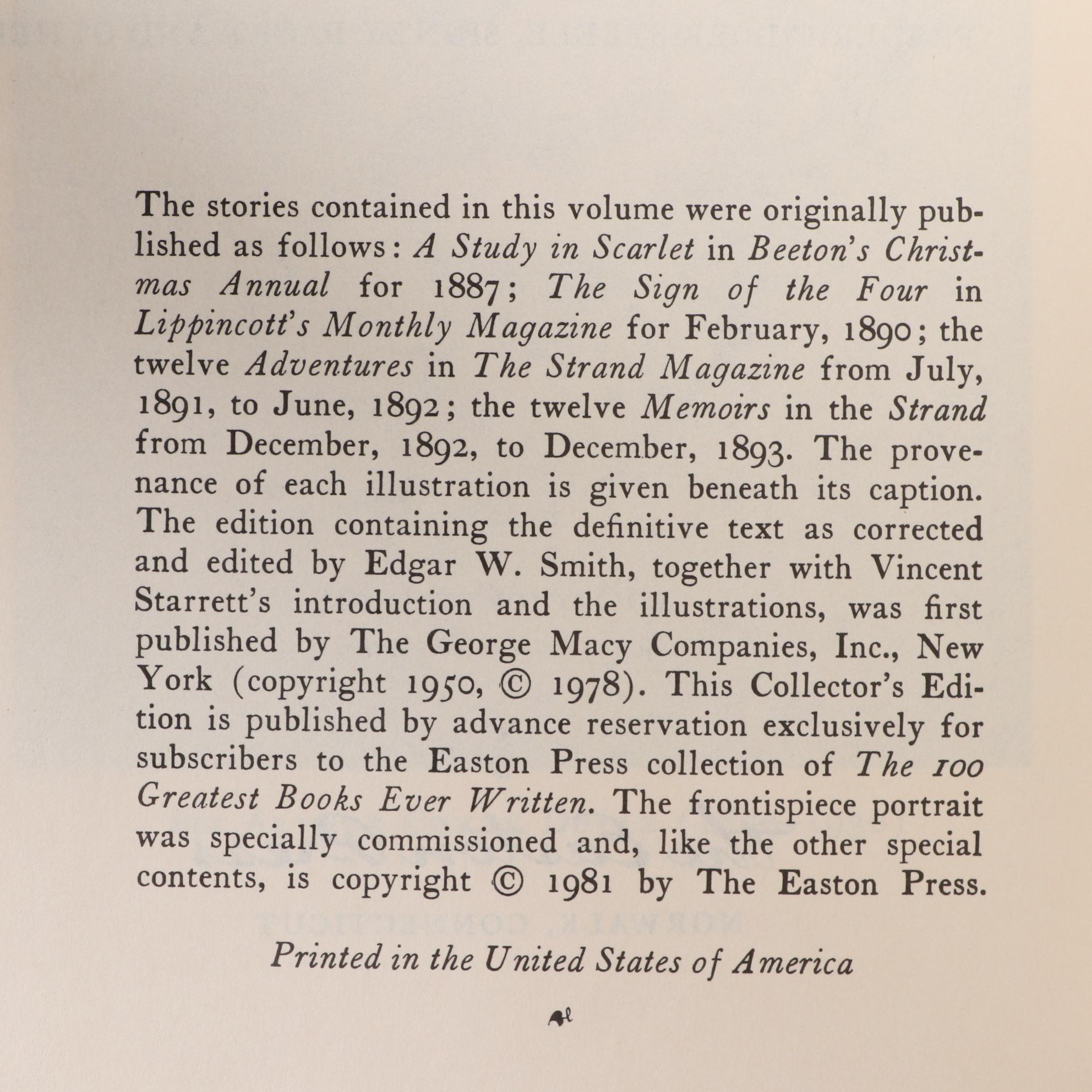 Easton Press and Franklin Library Edition Sherlock Holmes Books