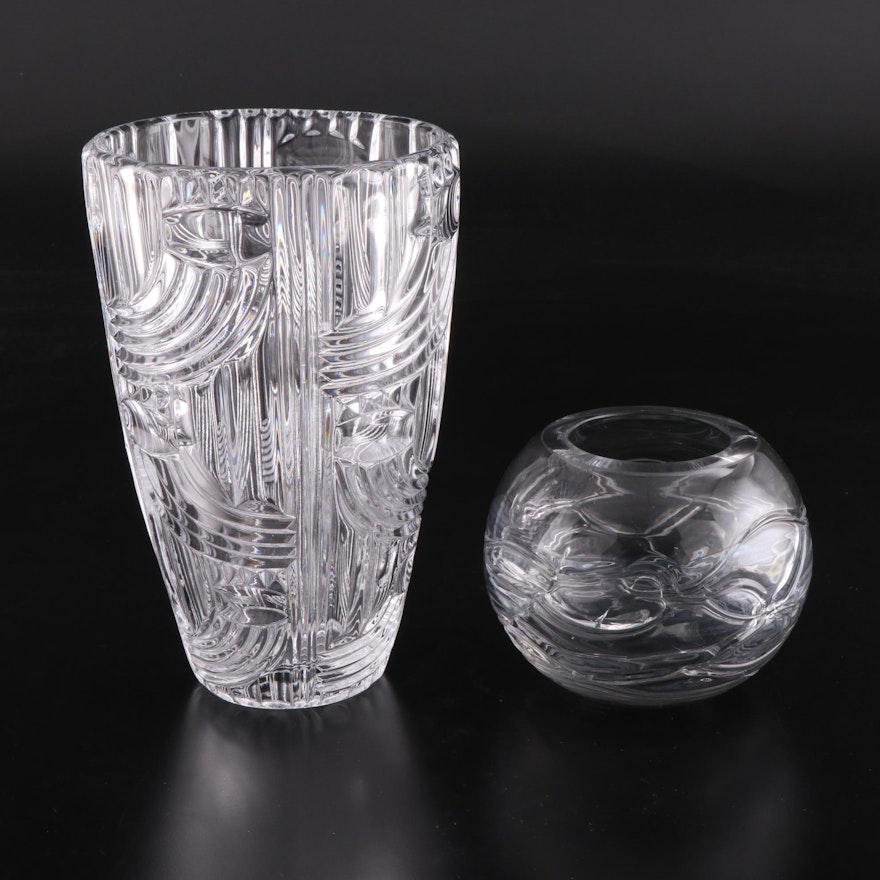 Czech Mold Blown and Cut Crystal and Glass Vases