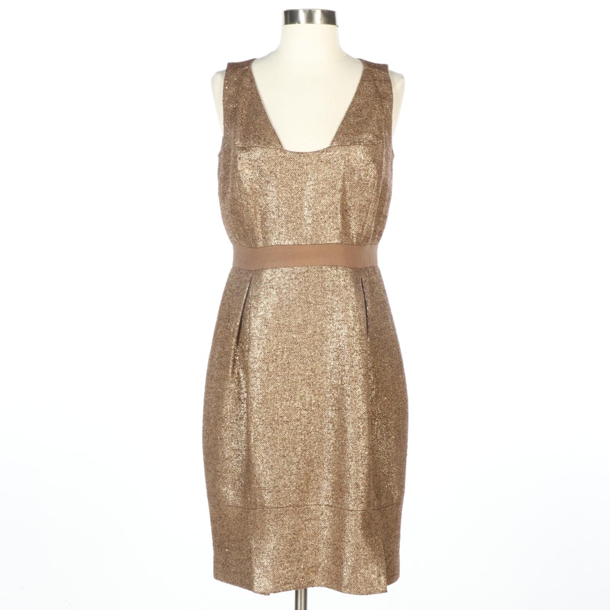 Bill Blass New York Gold Metallic Sleeveless Cocktail Dress