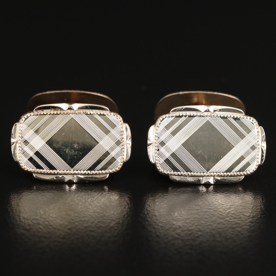 Vintage Rectangular Cross Hatch Cufflinks