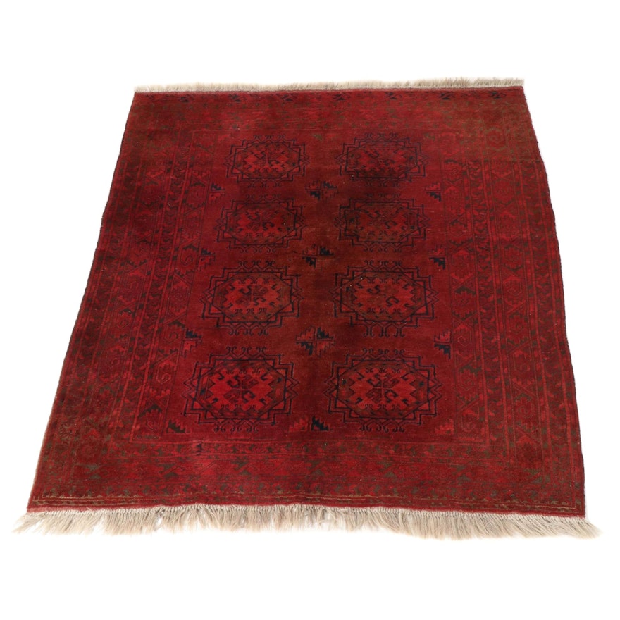 5'9 x 7'5 Hand-Knotted Afghani Turkoman Rug, 1960s