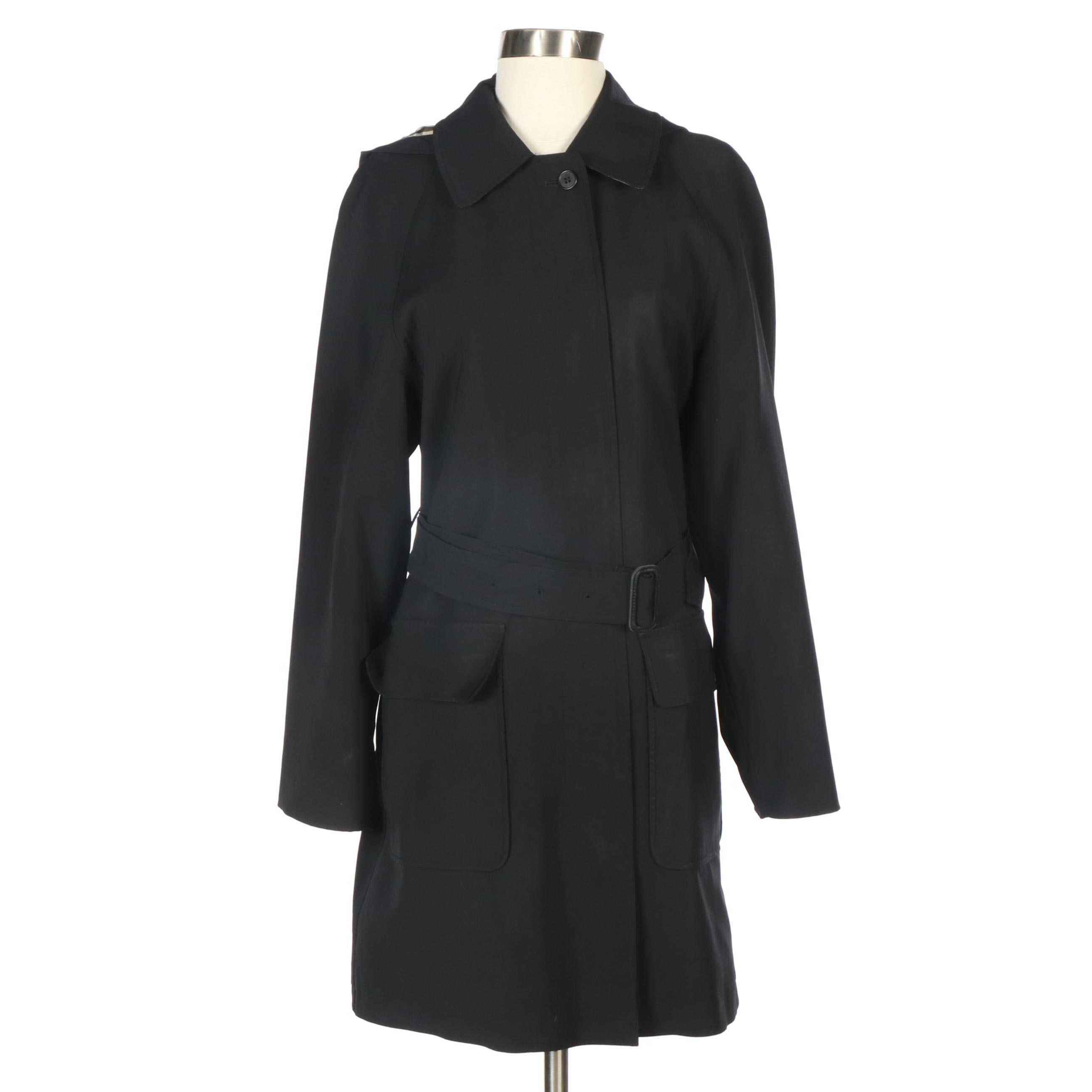 Burberry London Joce Wool Blend Mid-Length Trench Coat with "Nova Check" Lining